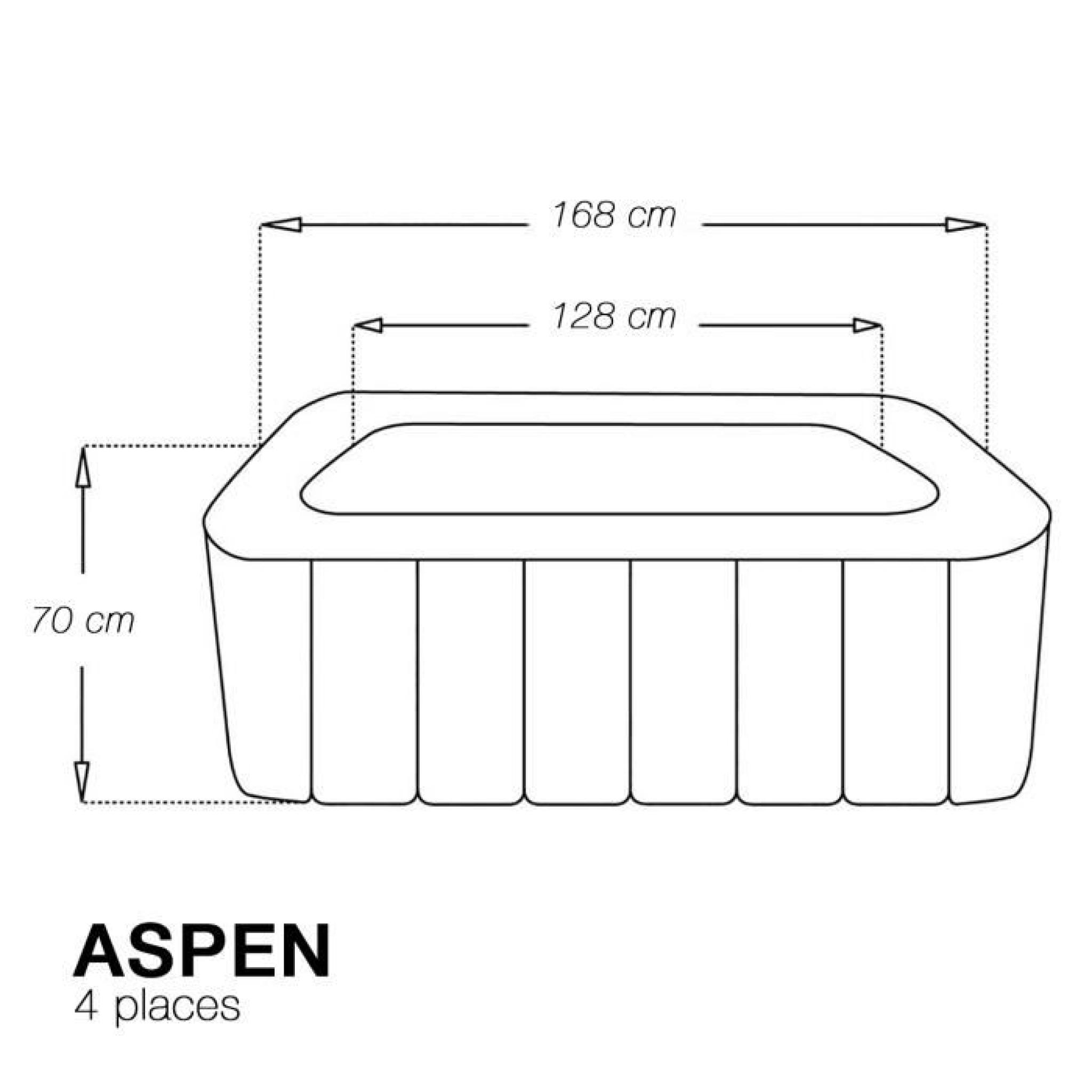 Spa carré gonflable Aspen - 4 places - noir + kit de traitement de l'eau pas cher