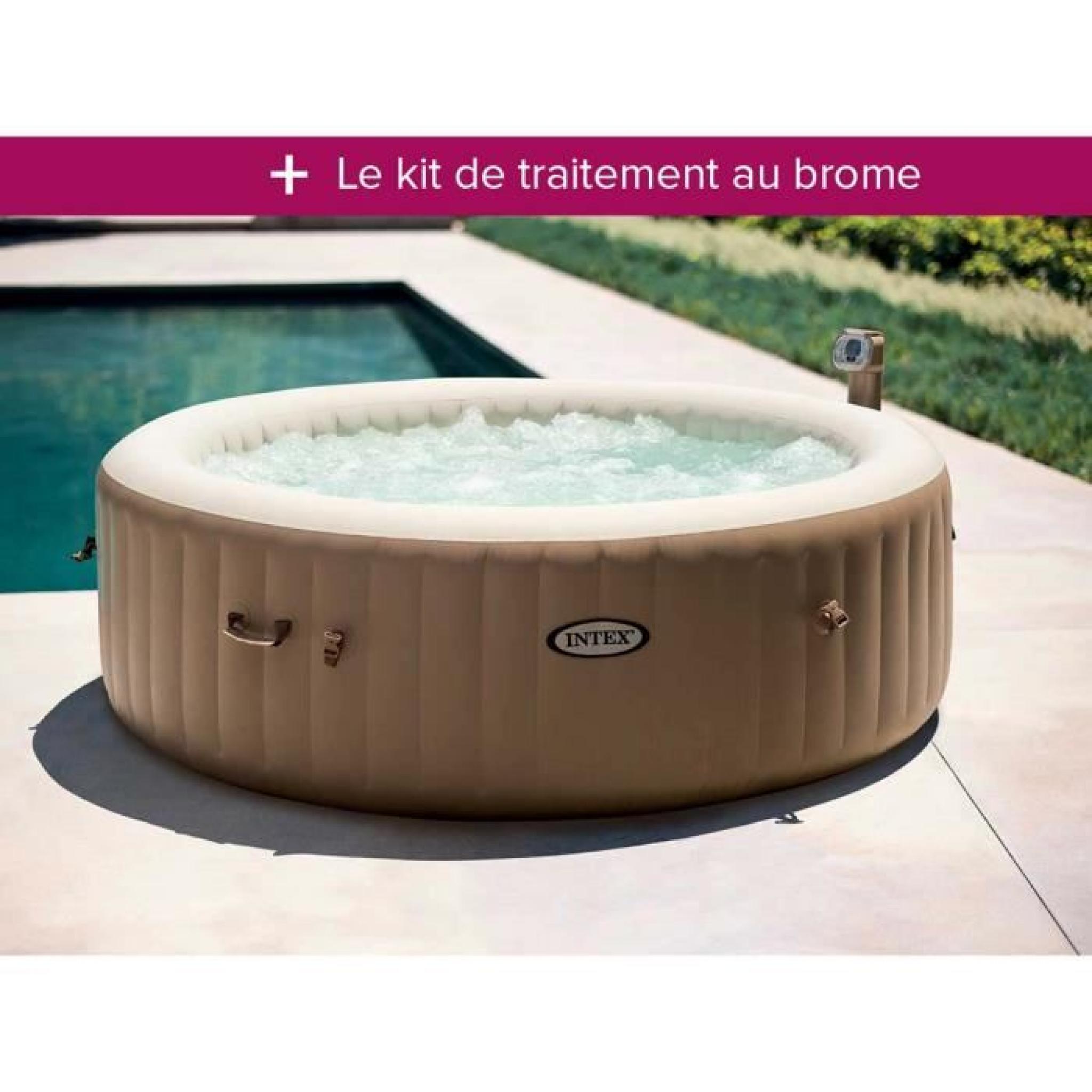 Spa gonflable Intex PureSpa rond Bulles 6 pl + Kit brome