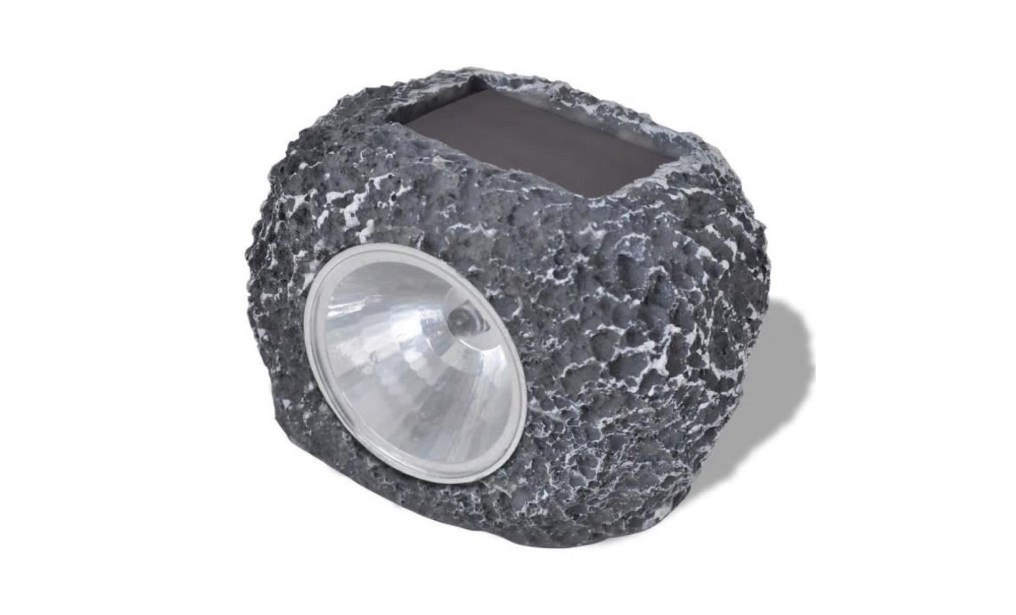 spot led solaire en forme de pierre 12 pièces gris pas cher
