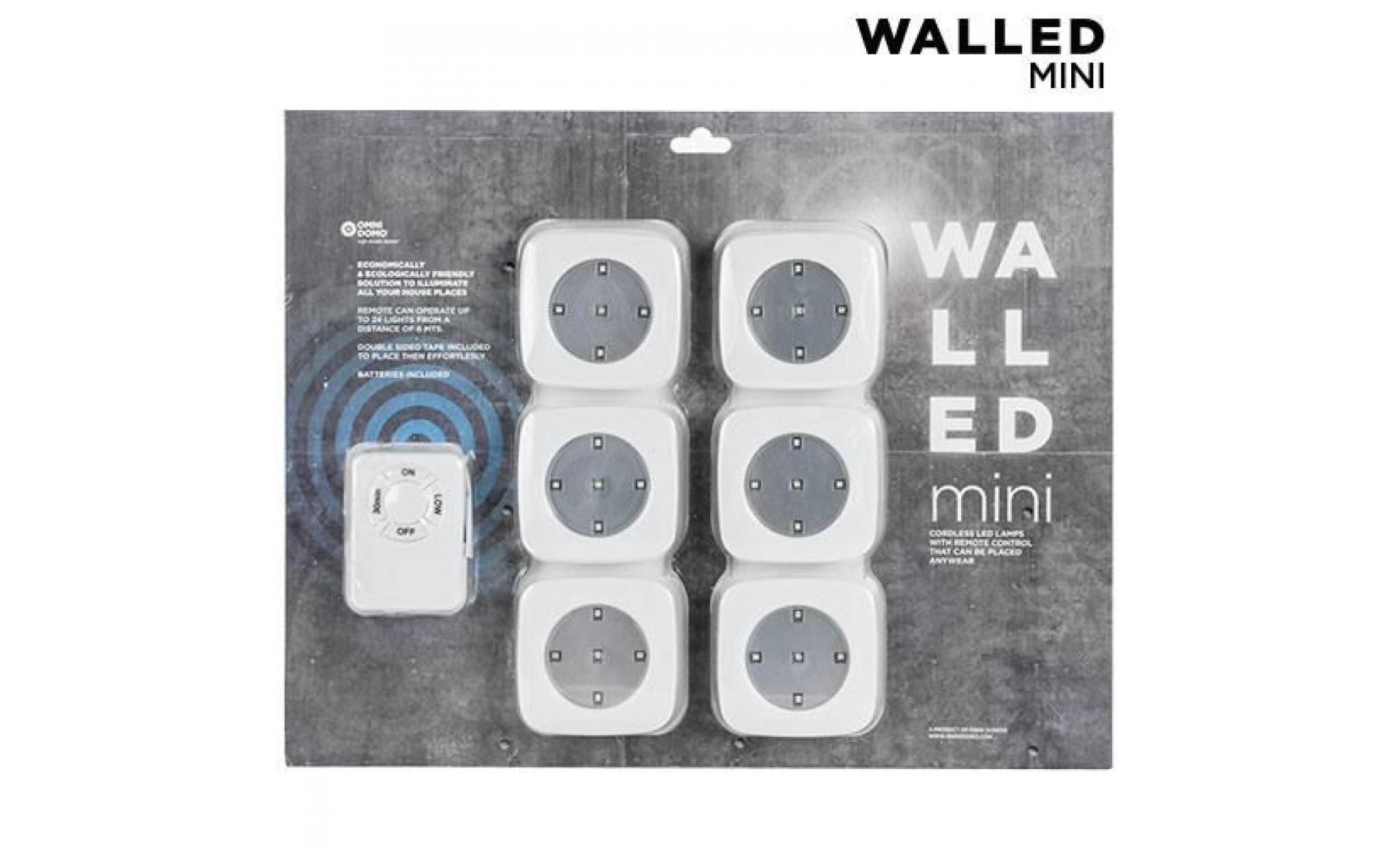 spots led walled mini à télécommande (pack de 6) pas cher