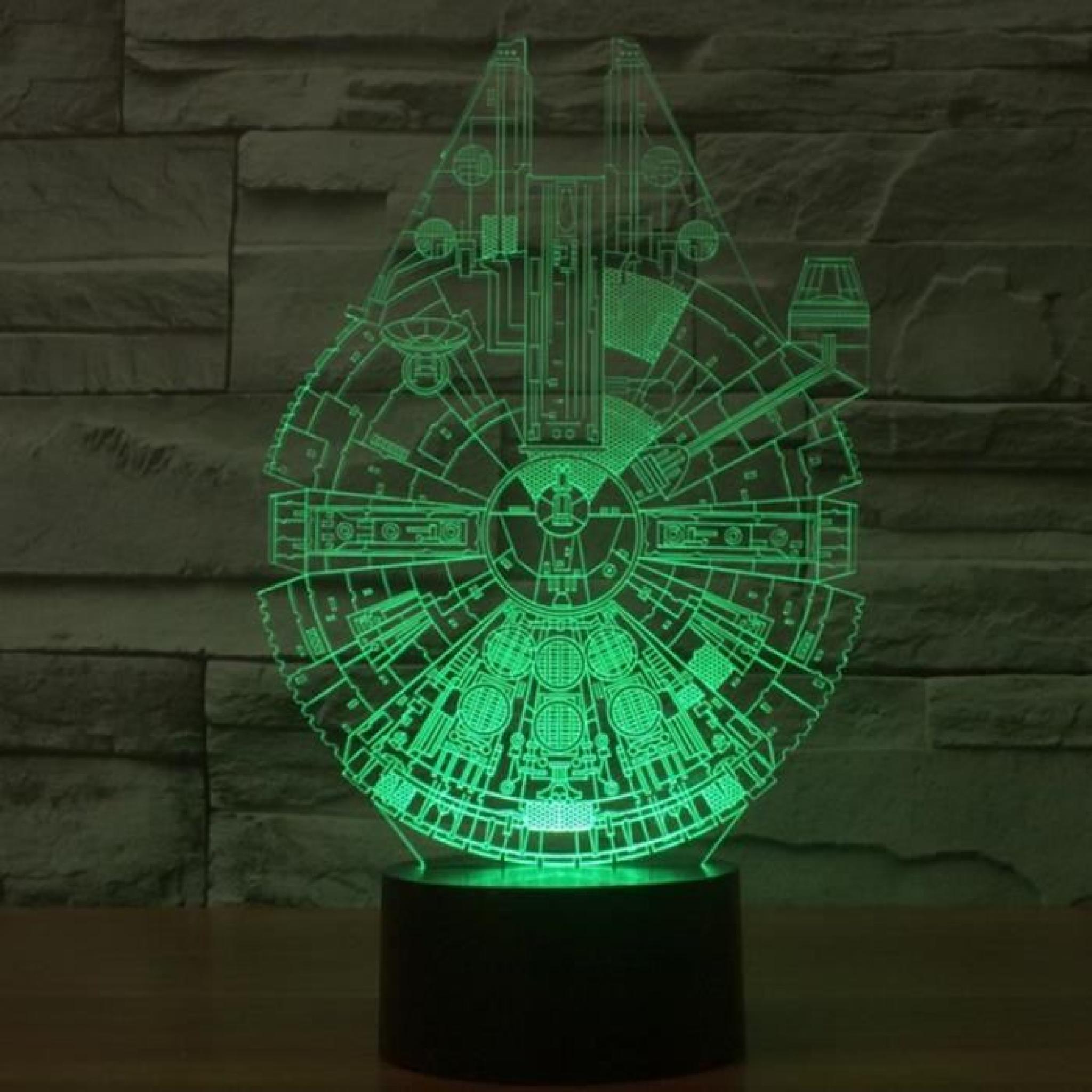 Star Wars Millennium Falcon 3D stéréoscopiques visuelle Lumière acrylique Lampe Fashion Modeling Veilleuse