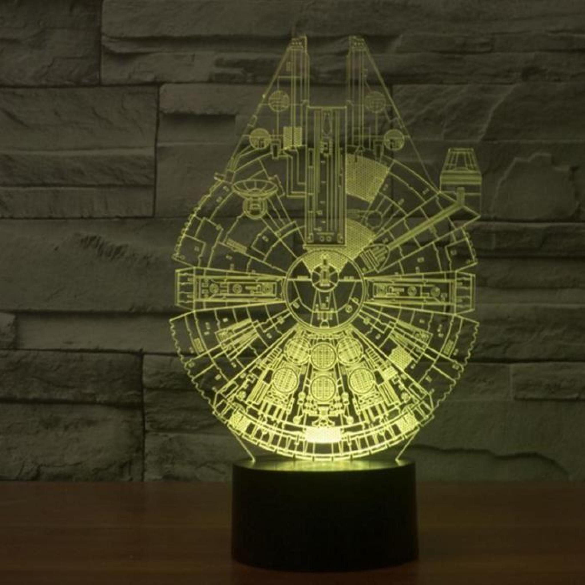 Star Wars Millennium Falcon 3D stéréoscopiques visuelle Lumière acrylique Lampe Fashion Modeling Veilleuse pas cher