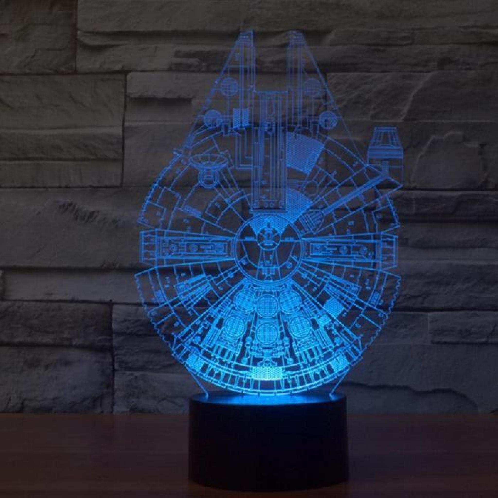 Star Wars Millennium Falcon 3D stéréoscopiques visuelle Lumière acrylique Lampe Fashion Modeling Veilleuse pas cher