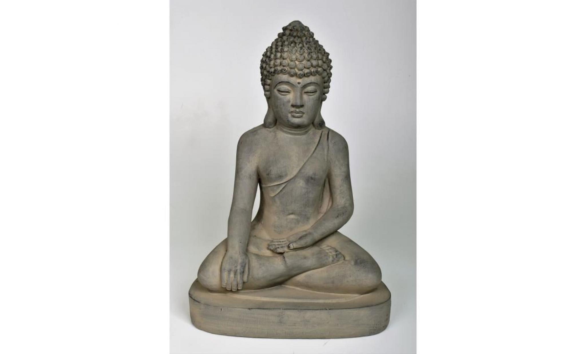 statue bouddha assis 42x30xh60cm gris déco ambiance zen