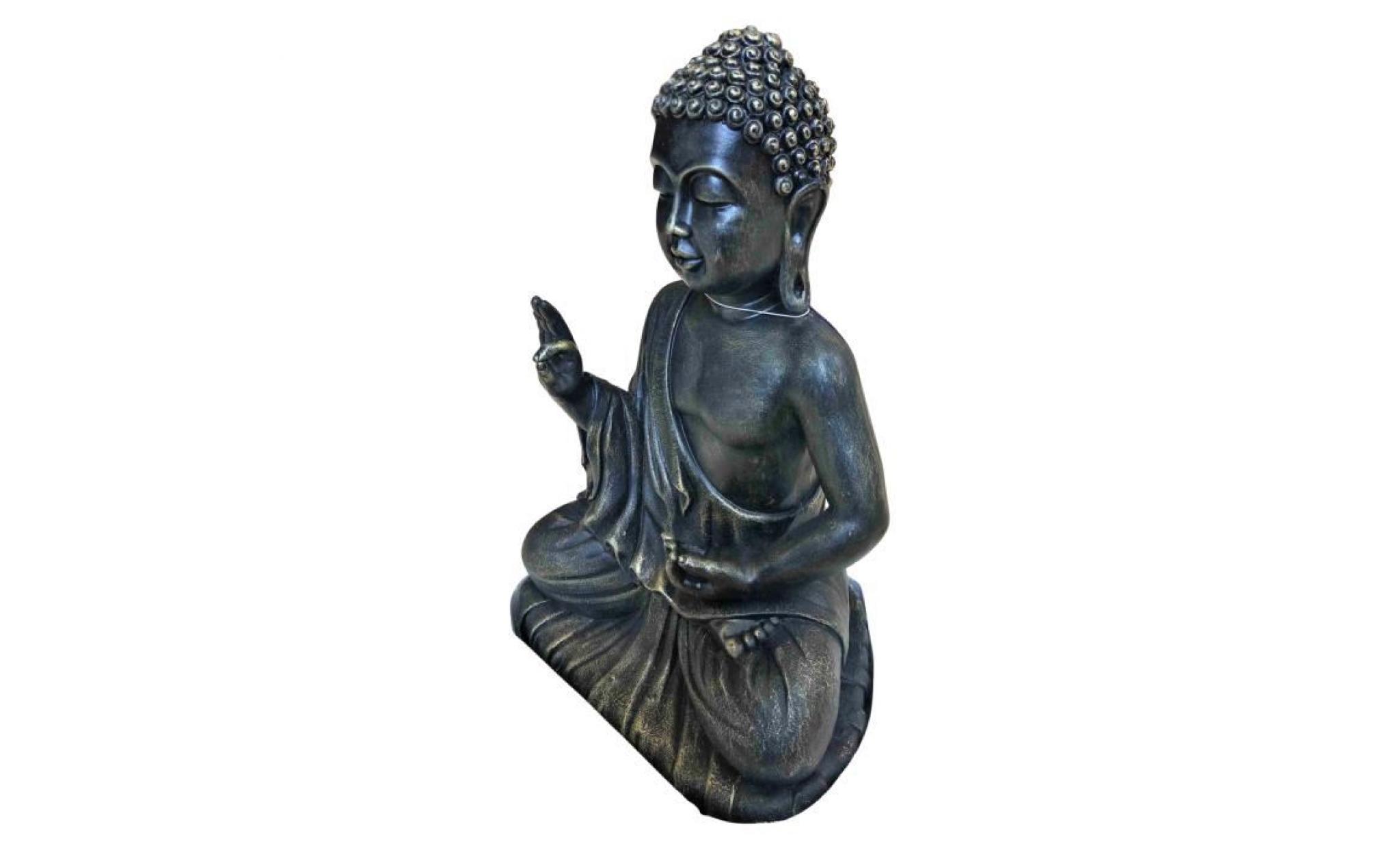 statue bouddha effet bronze extérieur intérieur décoration zen 40 cm pas cher