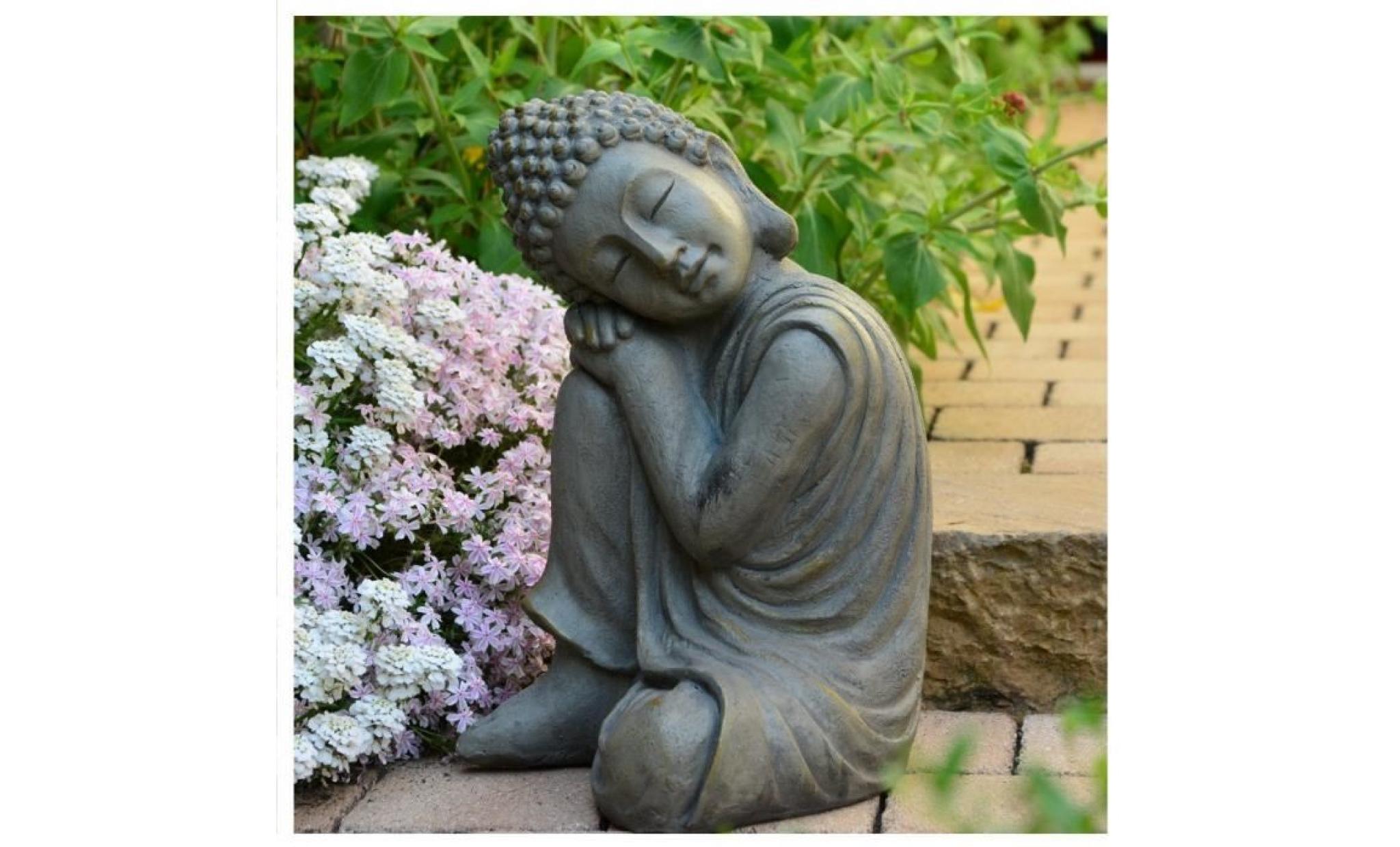 statue bouddha jardin décoration zen 43 cm