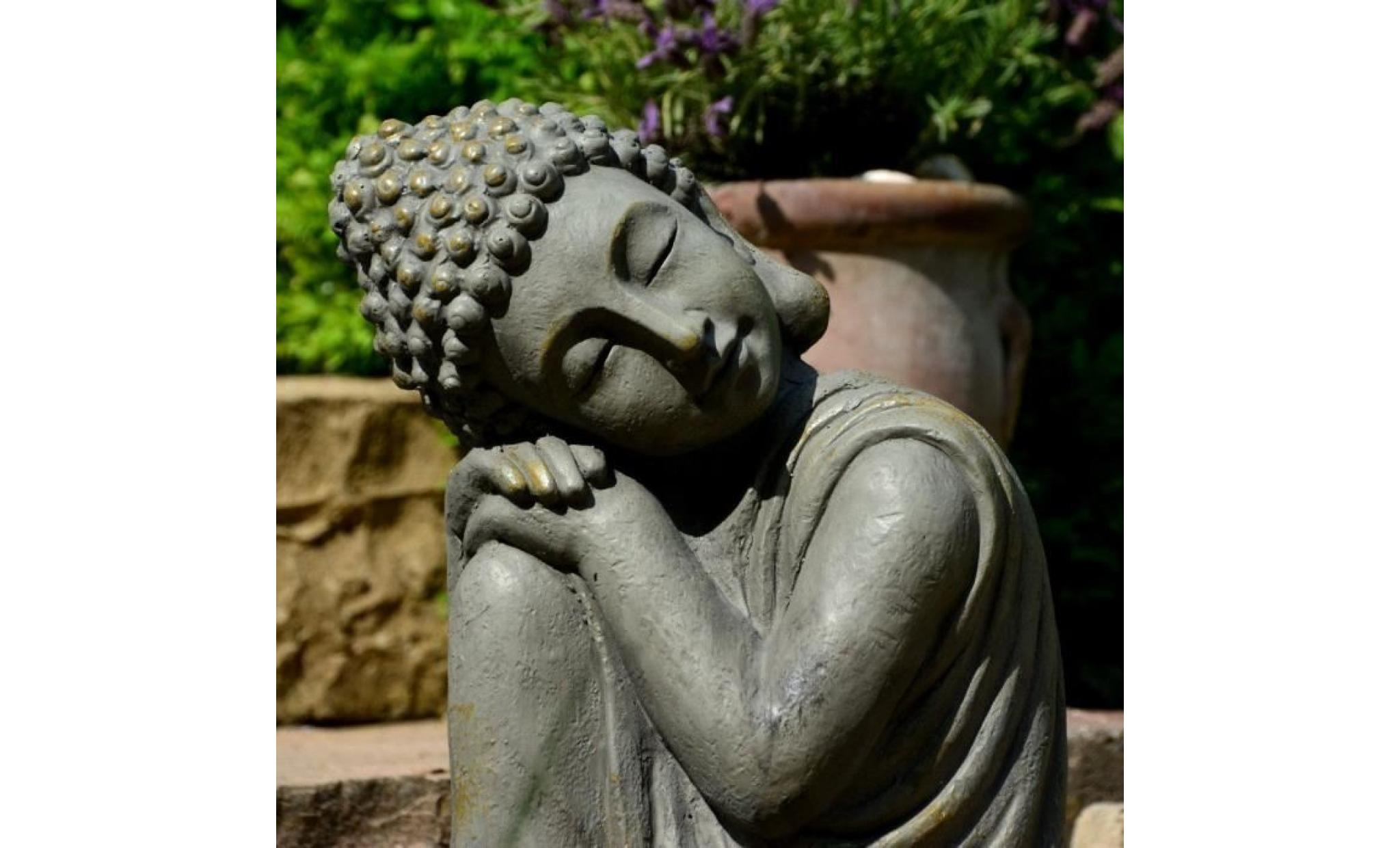 statue bouddha jardin décoration zen 43 cm pas cher