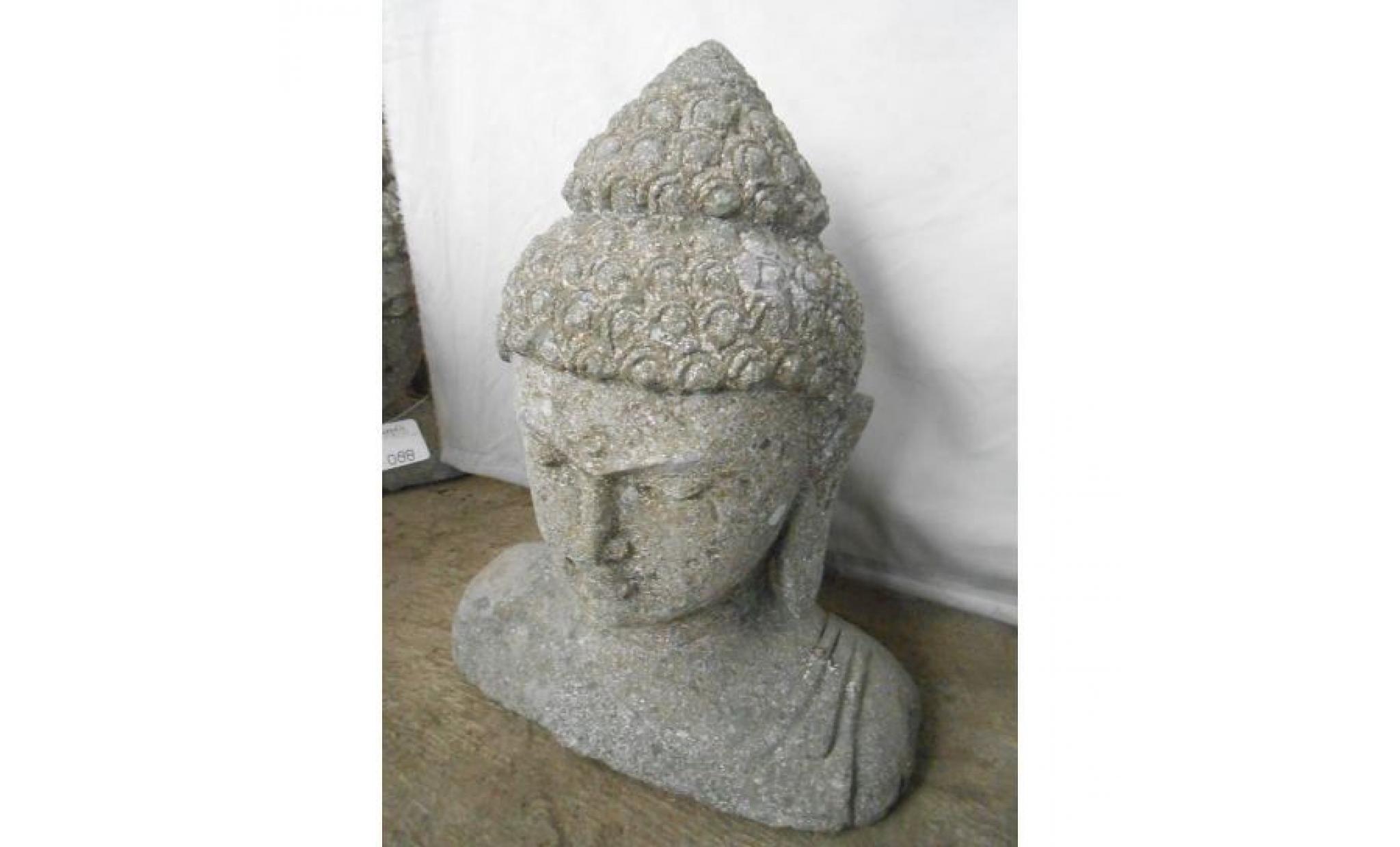 statue buste de bouddha en pierre volcanique 40 cm pas cher