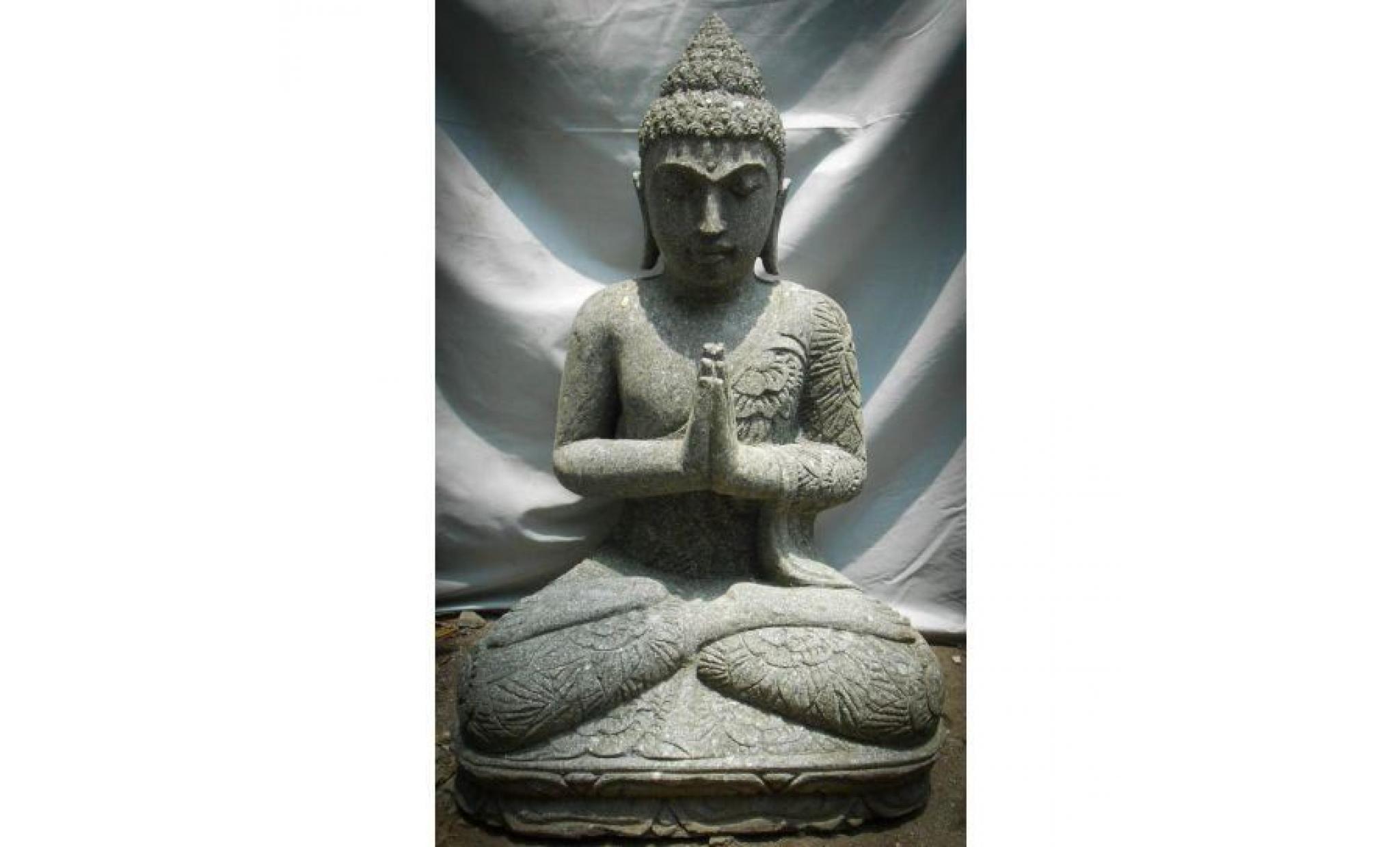 statue de bouddha assis de jardin position prière 80cm