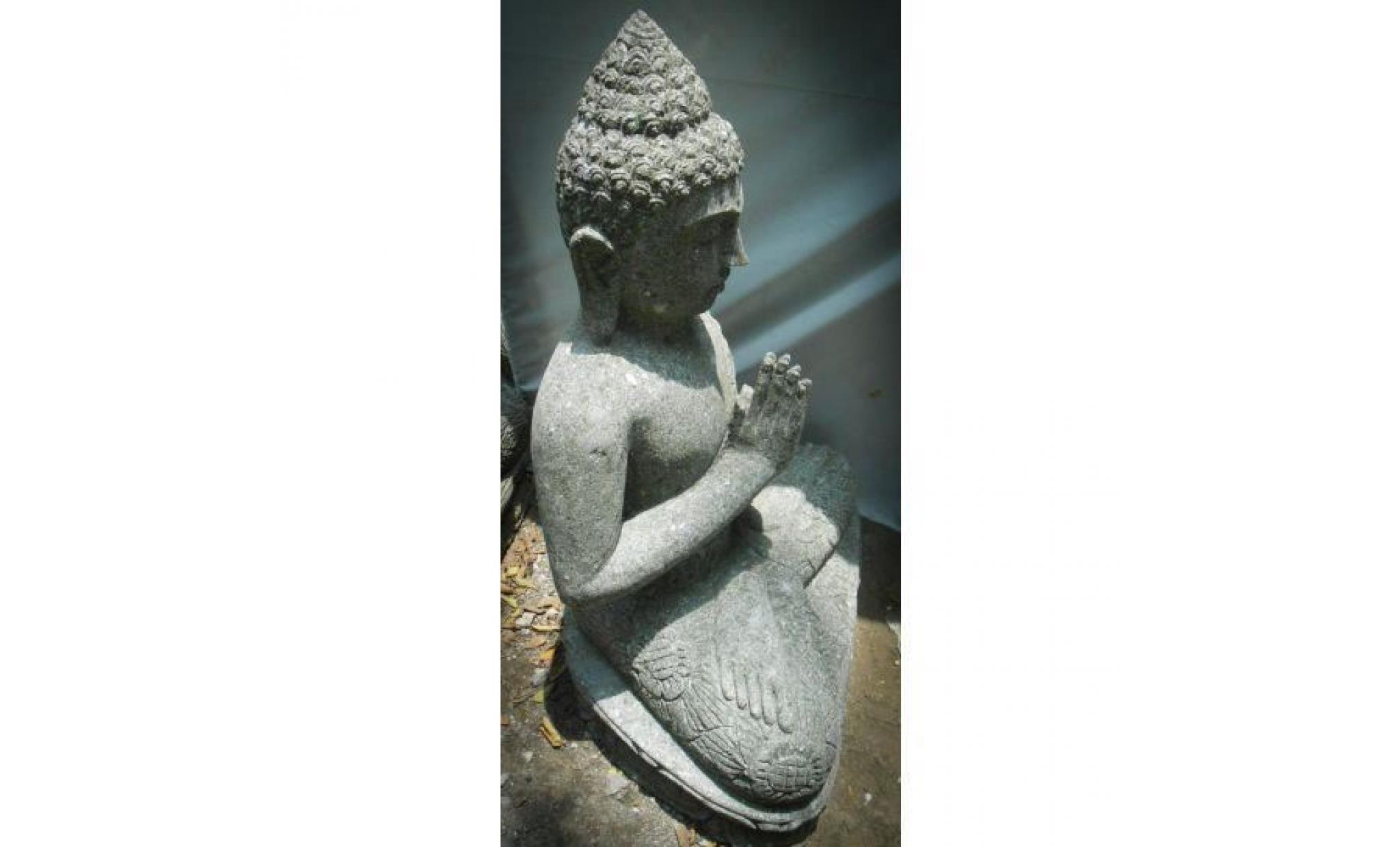 statue de bouddha assis de jardin position prière 80cm pas cher
