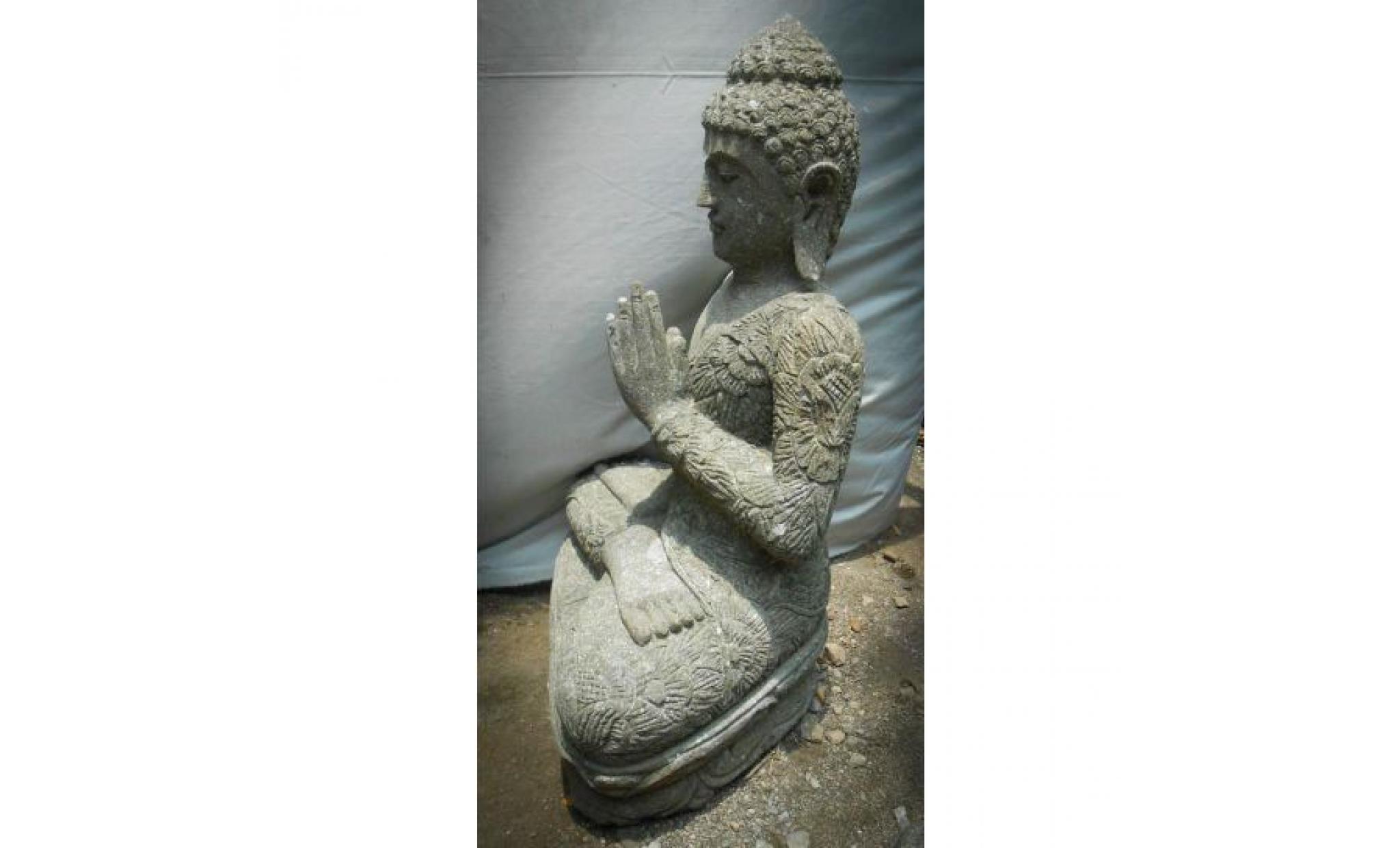 statue de bouddha assis en pierre position prière 80cm pas cher
