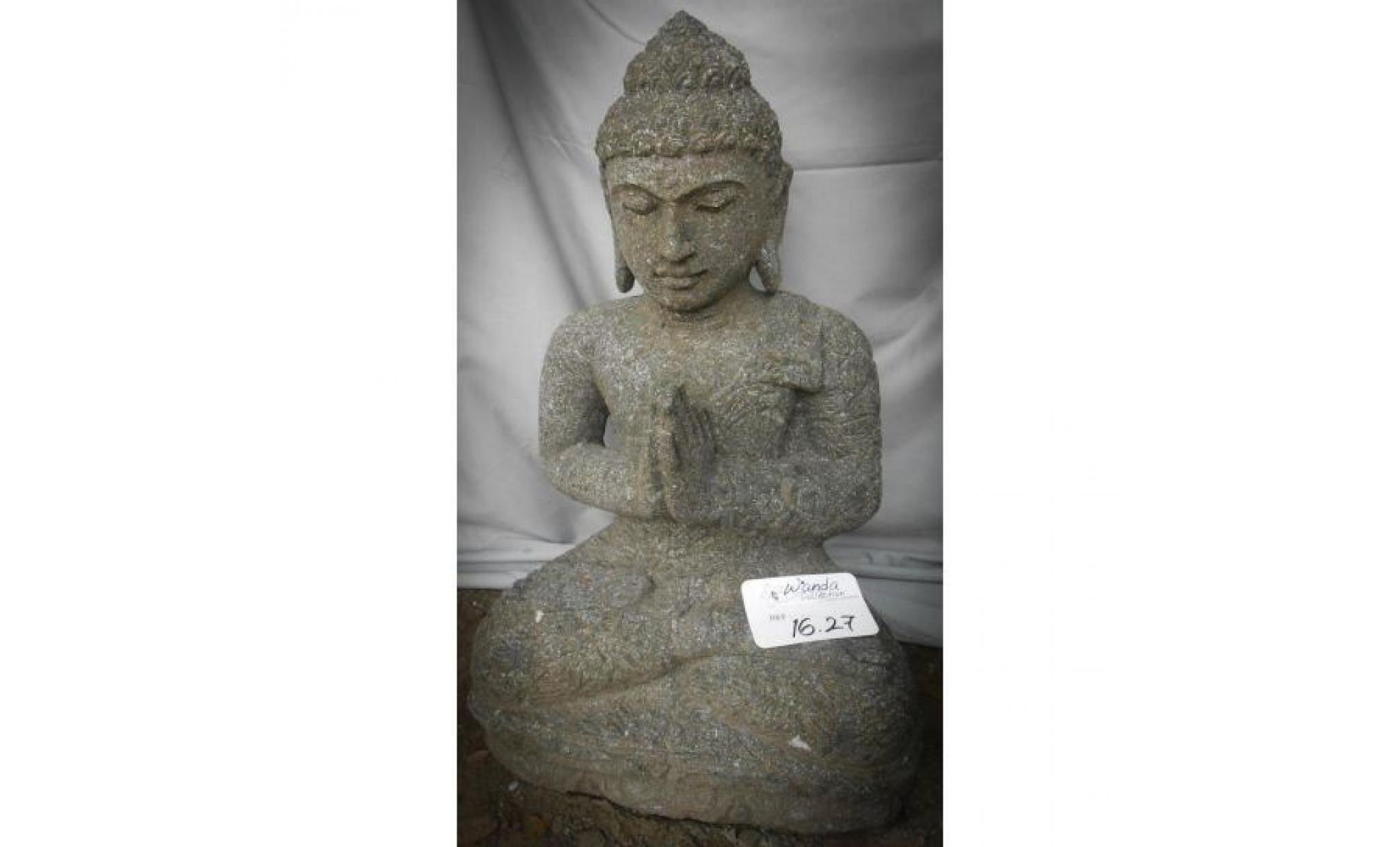 statue de bouddha assis pierre naturelle position prière 50 cm