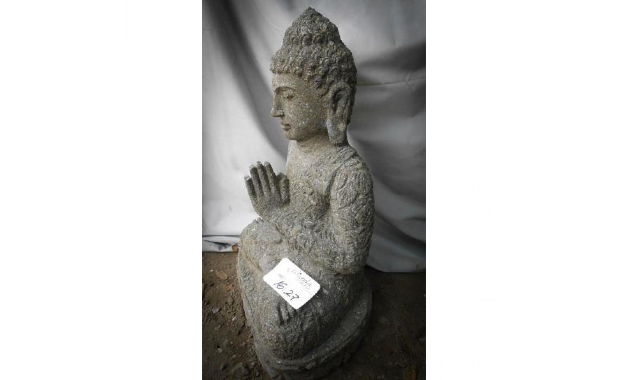 statue de bouddha assis pierre naturelle position prière 50 cm pas cher