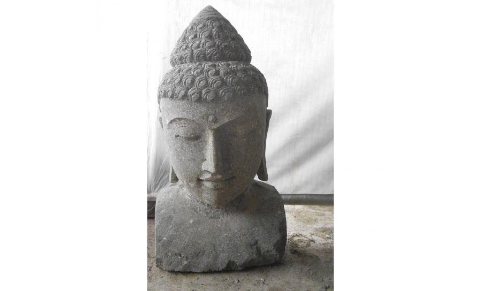 statue de bouddha buste en pierre volcanique 70 cm