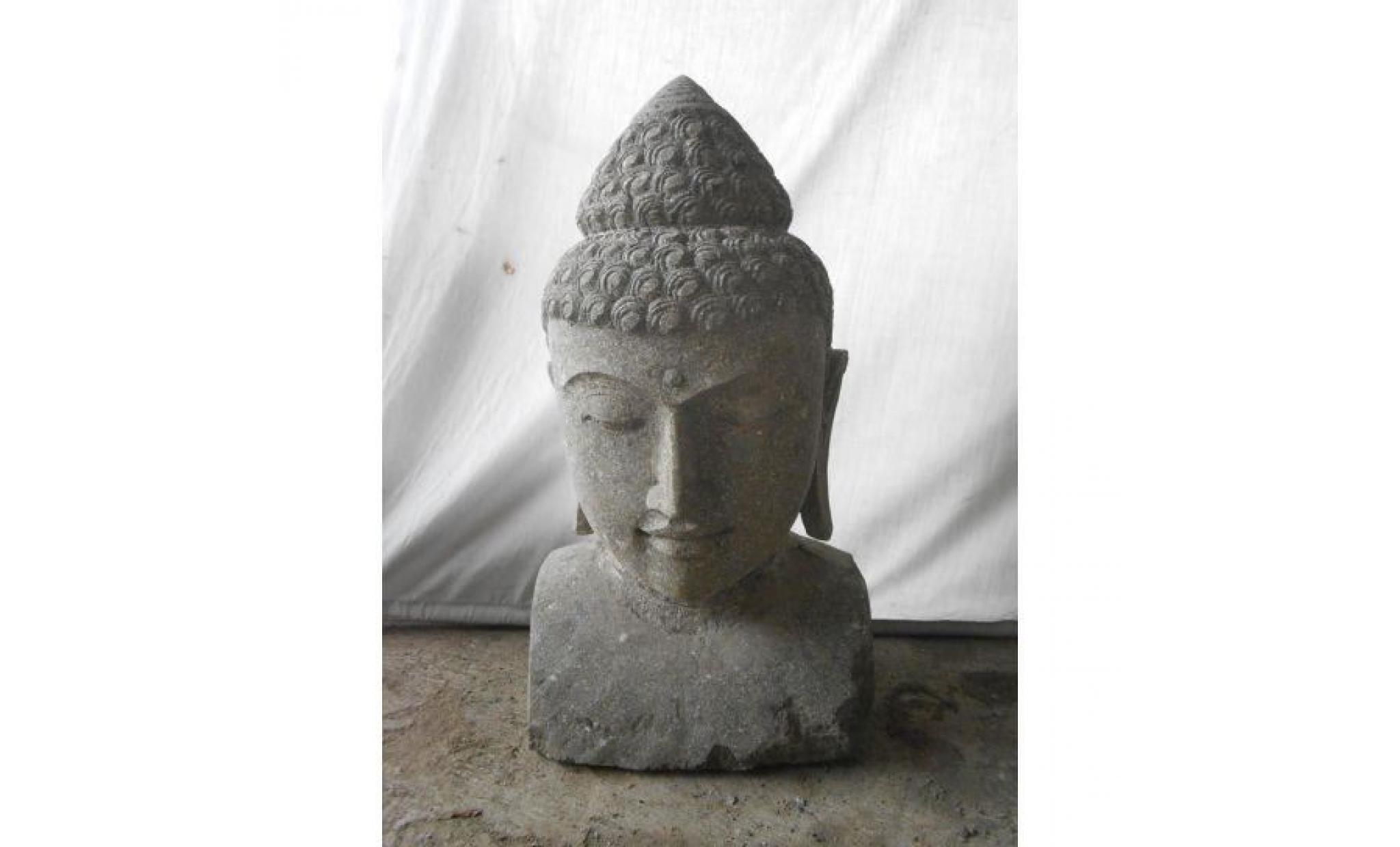 statue de bouddha buste en pierre volcanique 70 cm pas cher