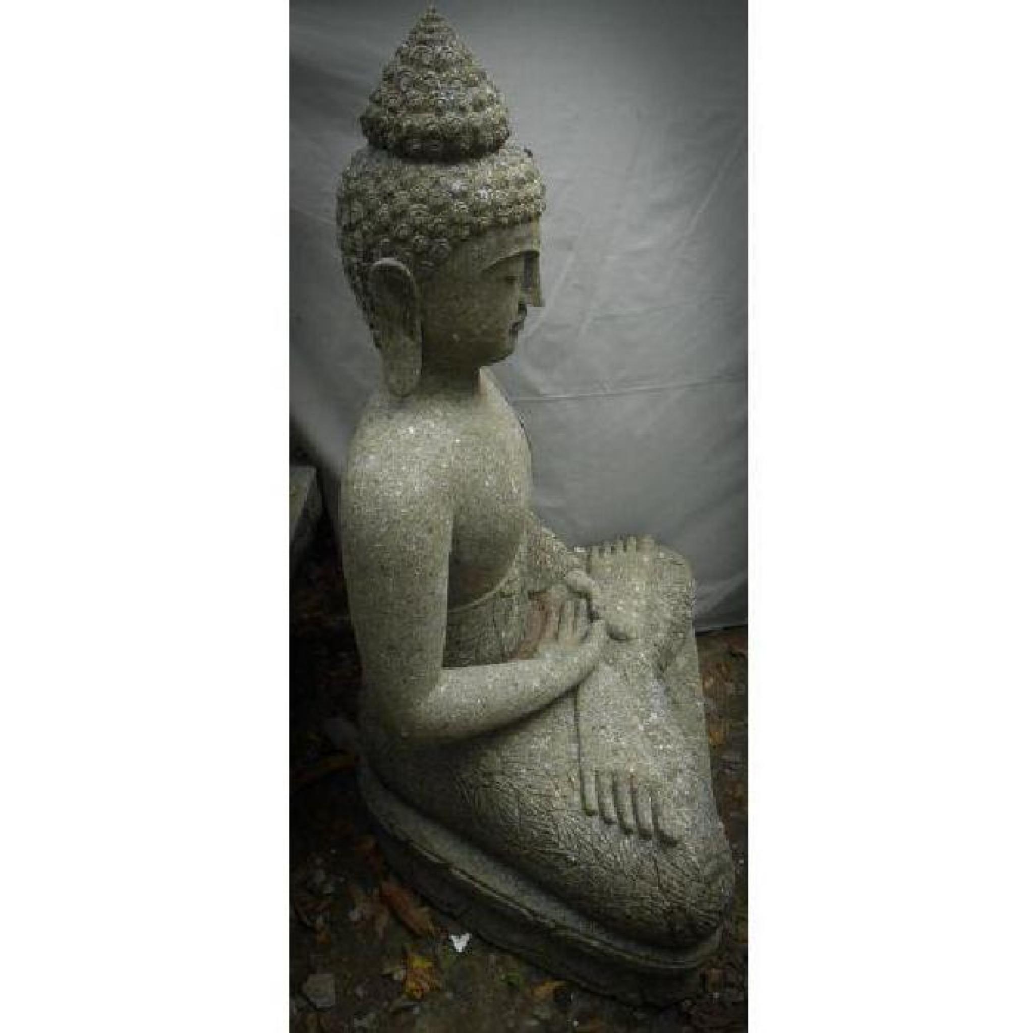 Statue de Bouddha en pierre jardin zen position offrande 1,20 m pas cher