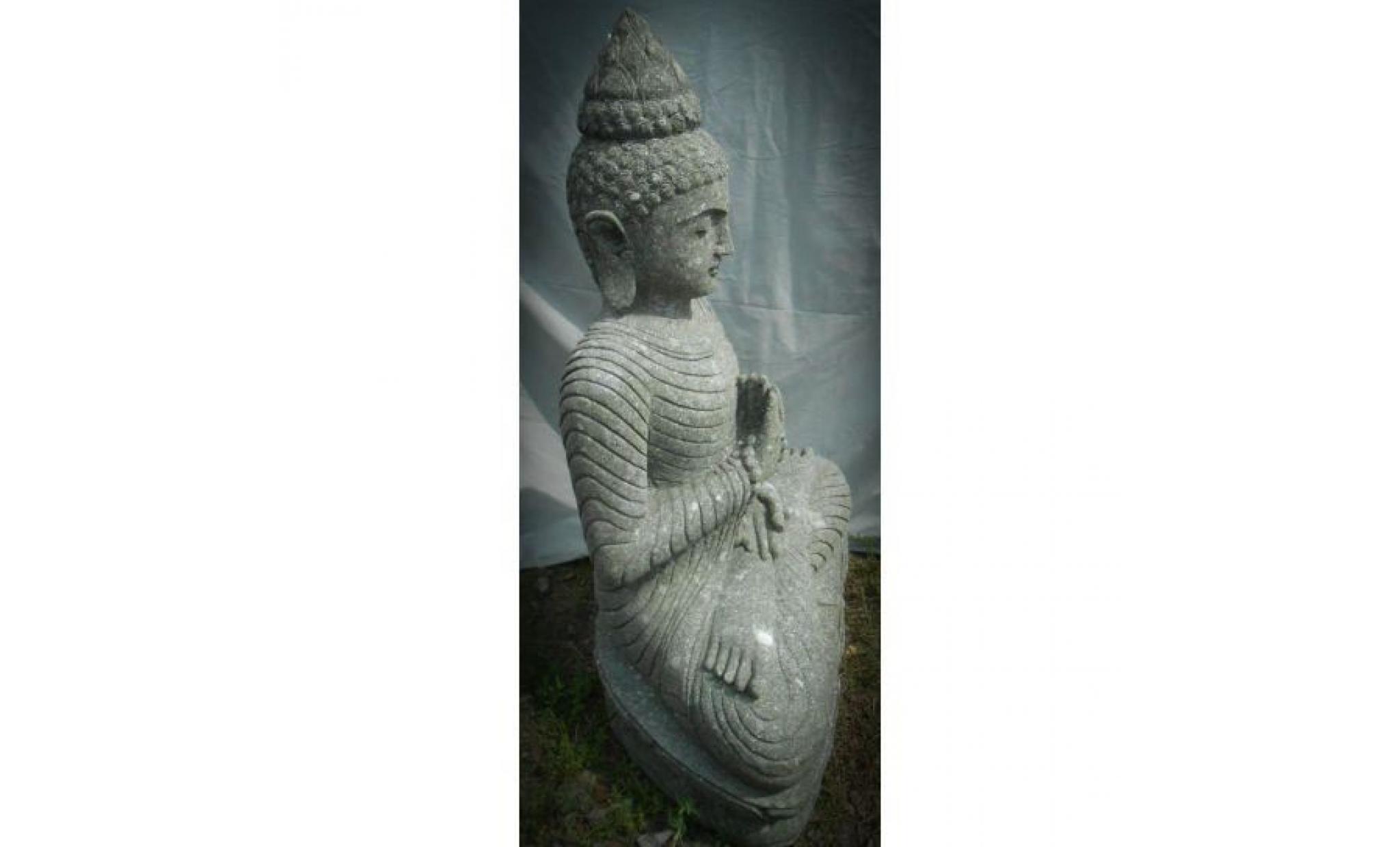 statue de bouddha en pierre naturelle chapelet 1m20