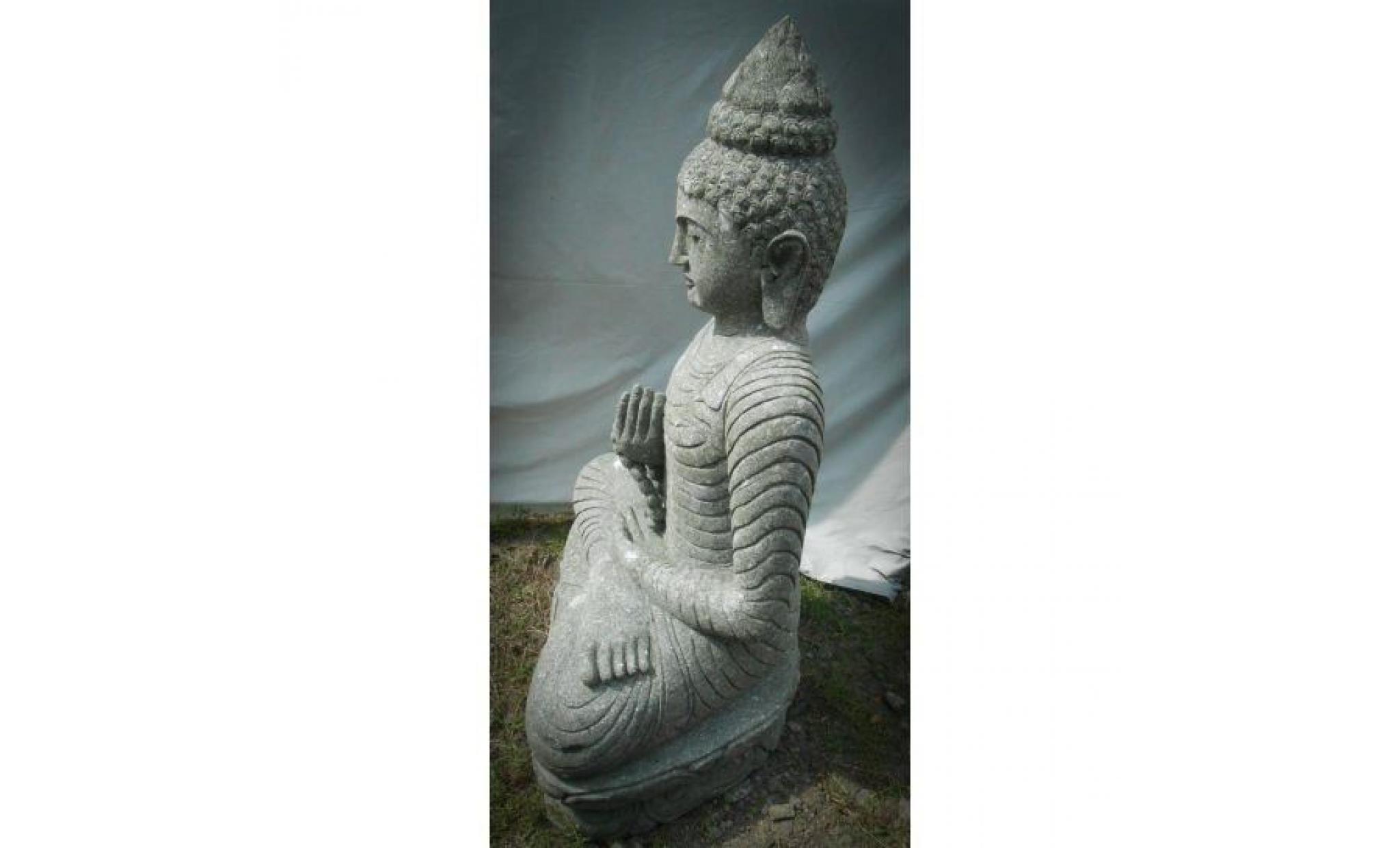 statue de bouddha en pierre naturelle chapelet 1m20 pas cher