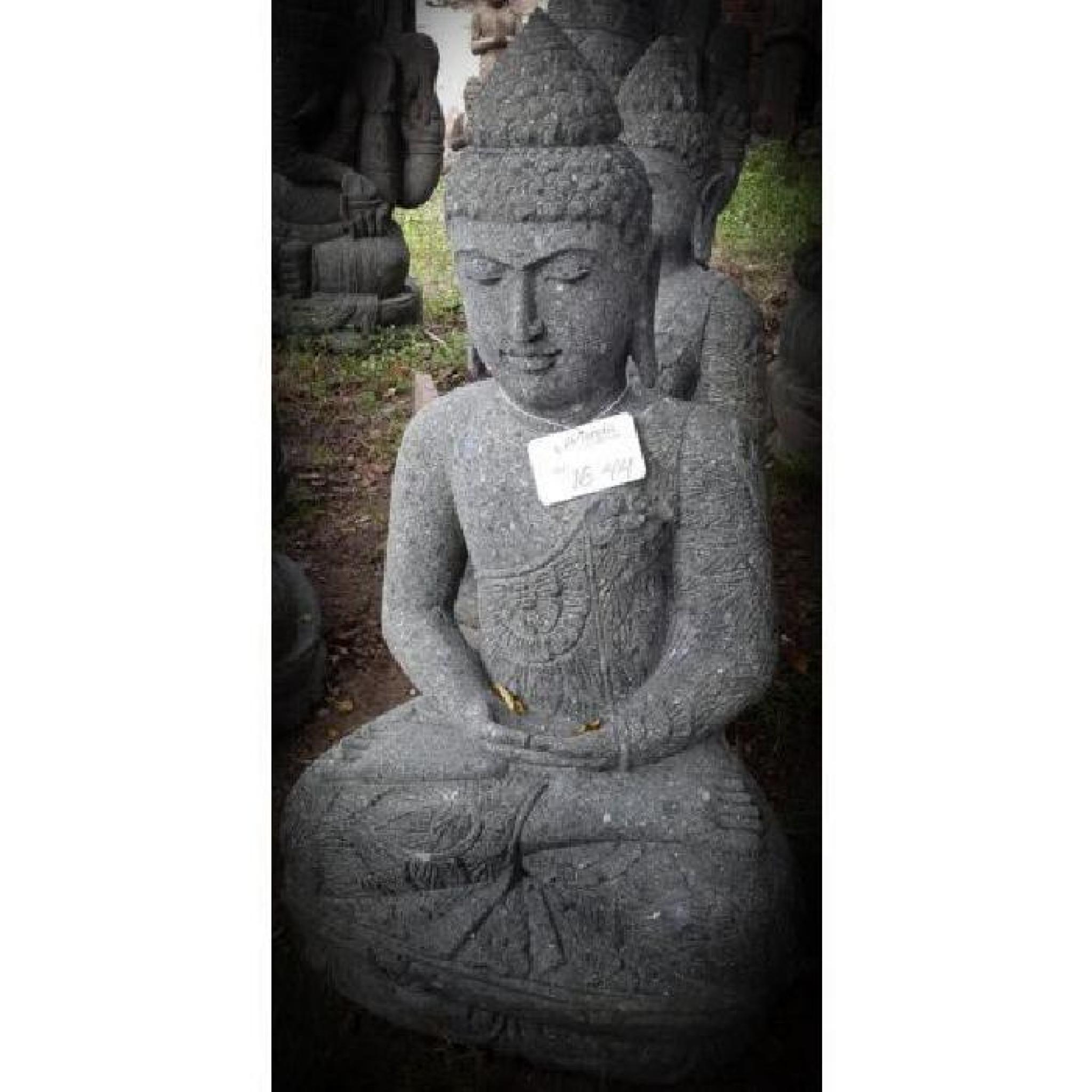 Statue de Bouddha en pierre naturelle position offrande 80cm