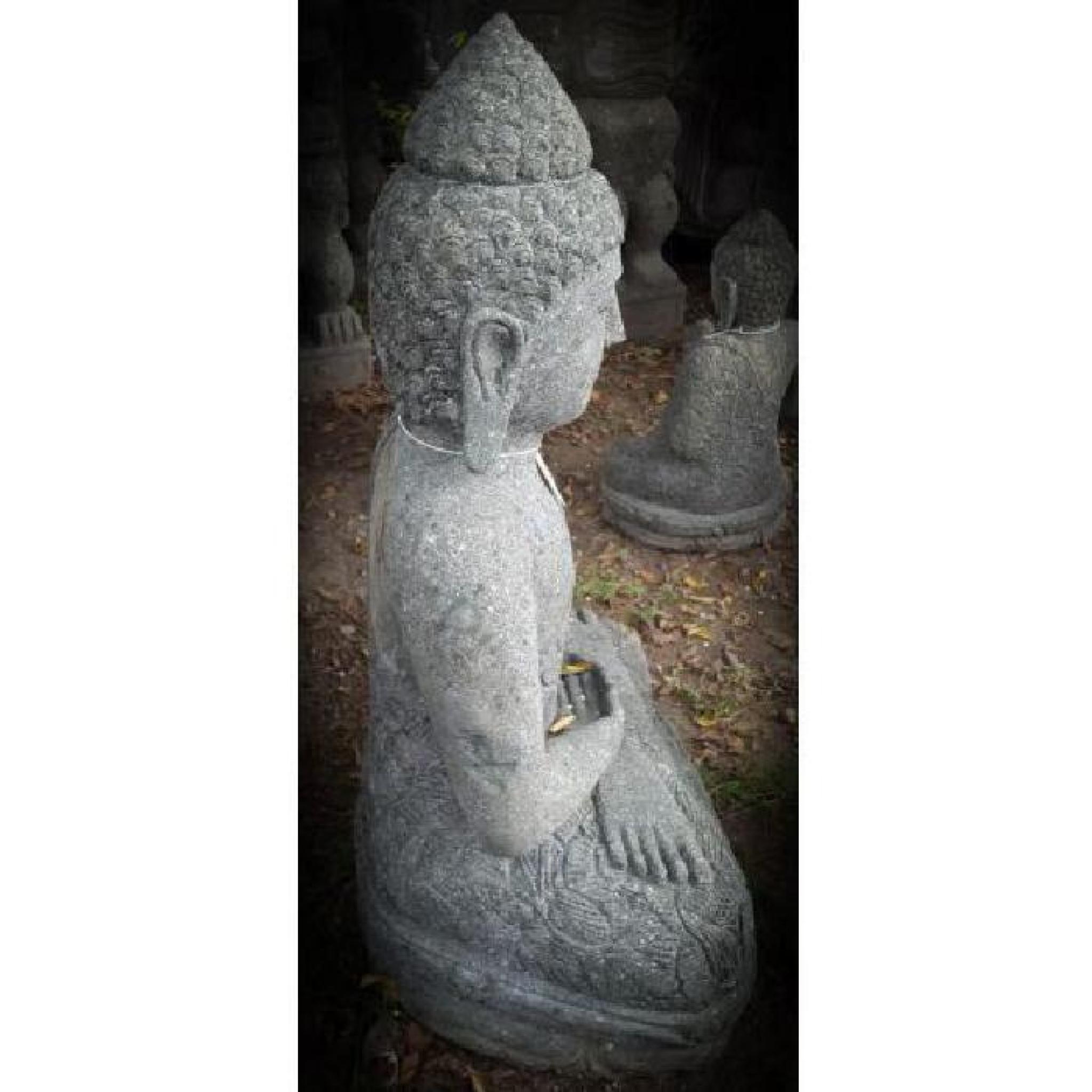 Statue de Bouddha en pierre naturelle position offrande 80cm pas cher