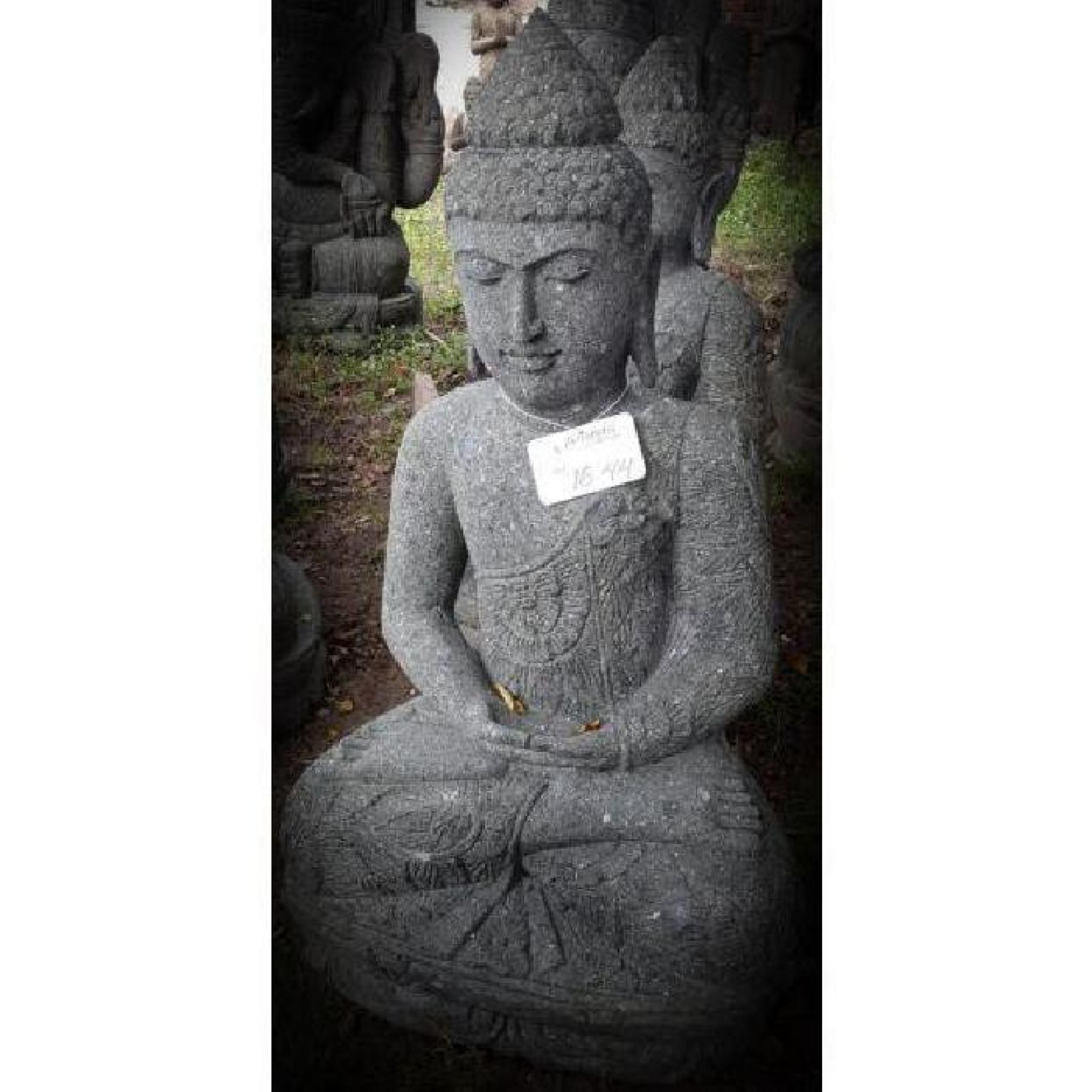Statue de Bouddha en pierre naturelle position offrande 80cm pas cher