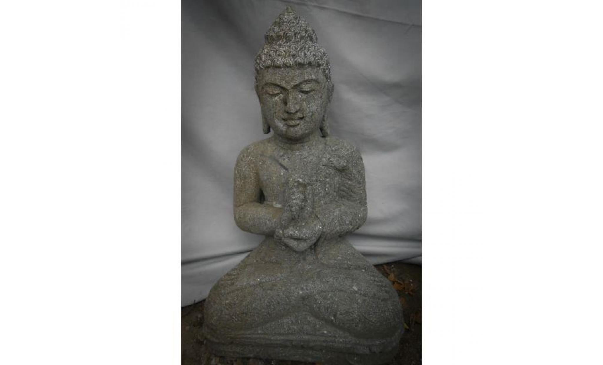 statue de bouddha en pierre position chakra jardin 50 cm