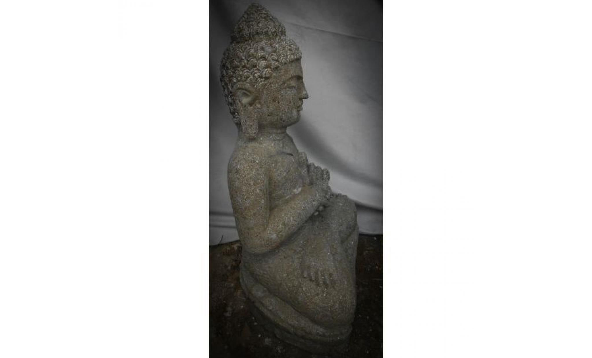statue de bouddha en pierre position chakra jardin 50 cm pas cher