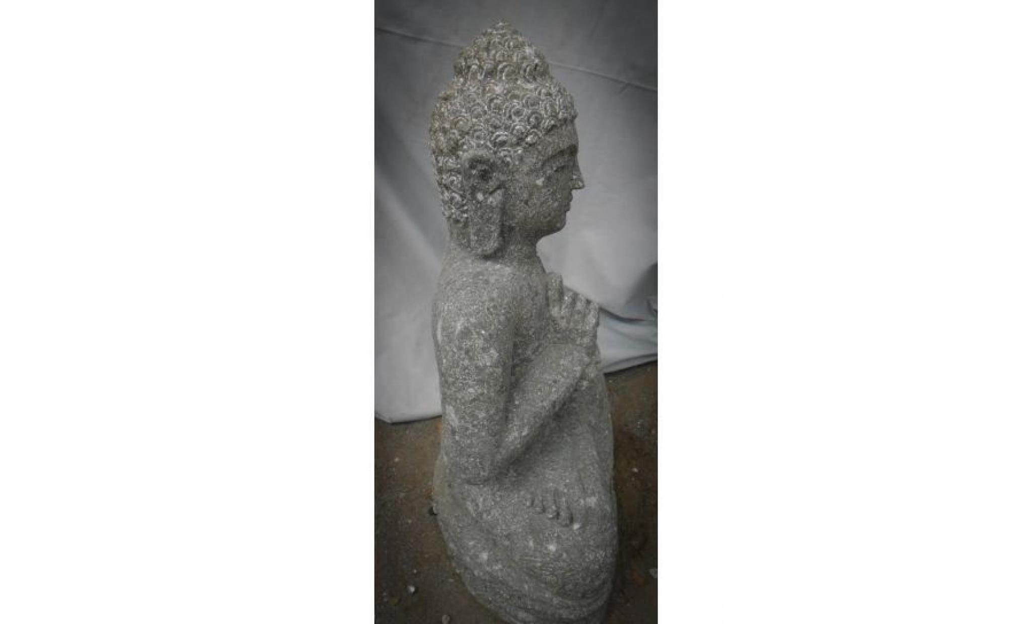 statue de bouddha en pierre volcanique position chakra zen 50 cm pas cher