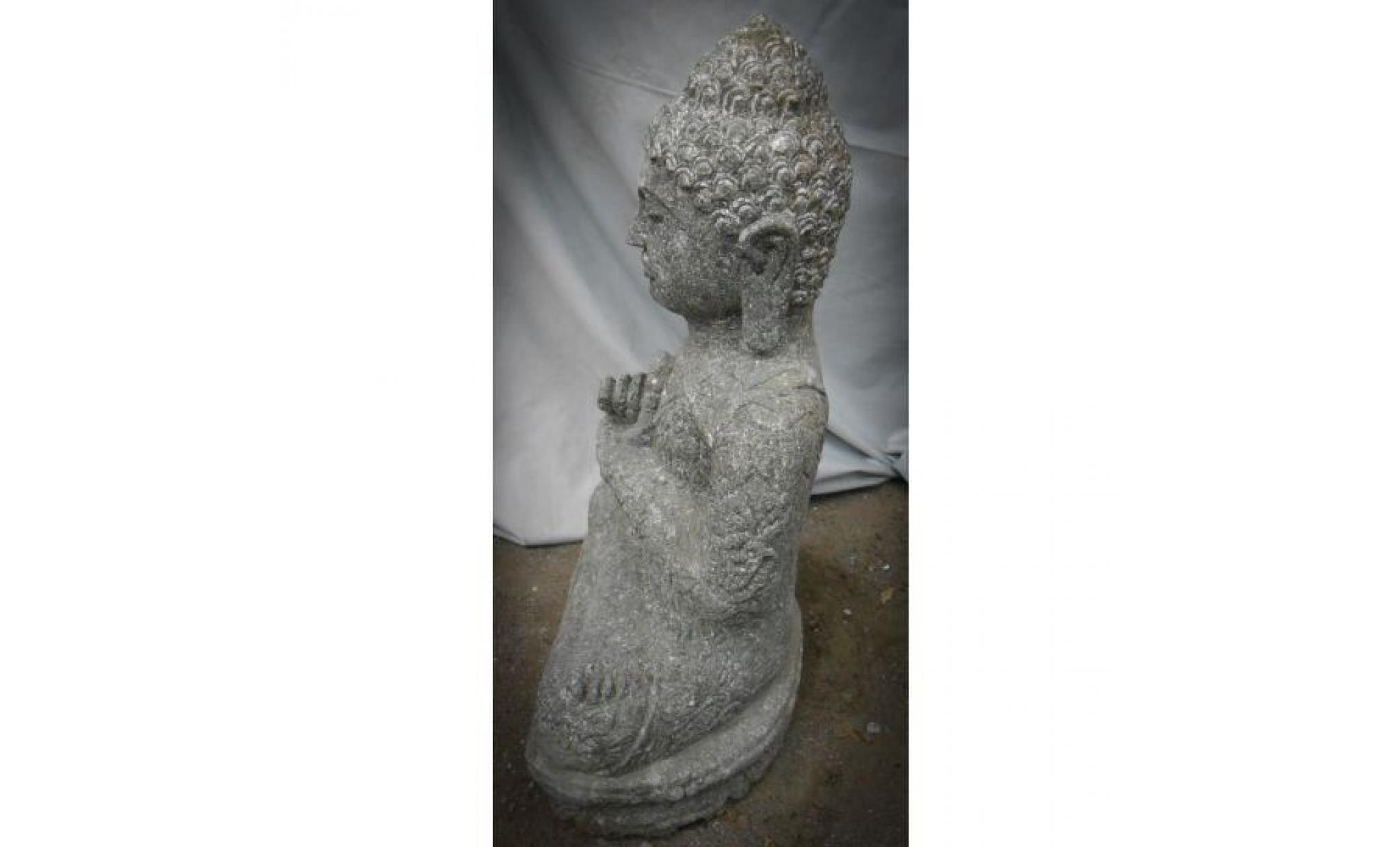 statue de bouddha en pierre volcanique position chakra zen 50 cm pas cher