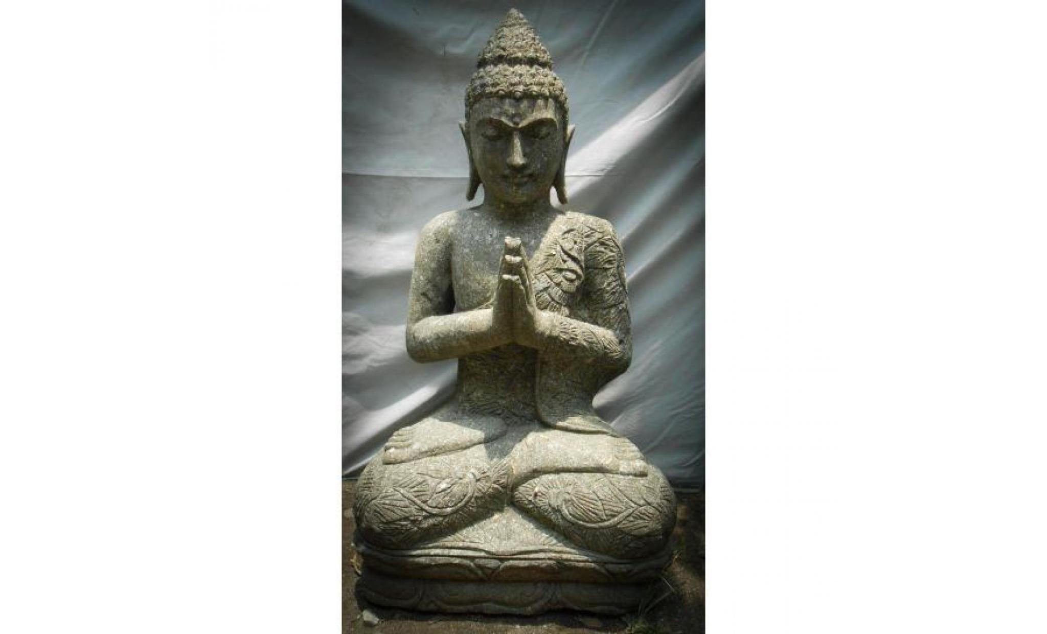 statue de bouddha en position prière extérieur zen 1 m