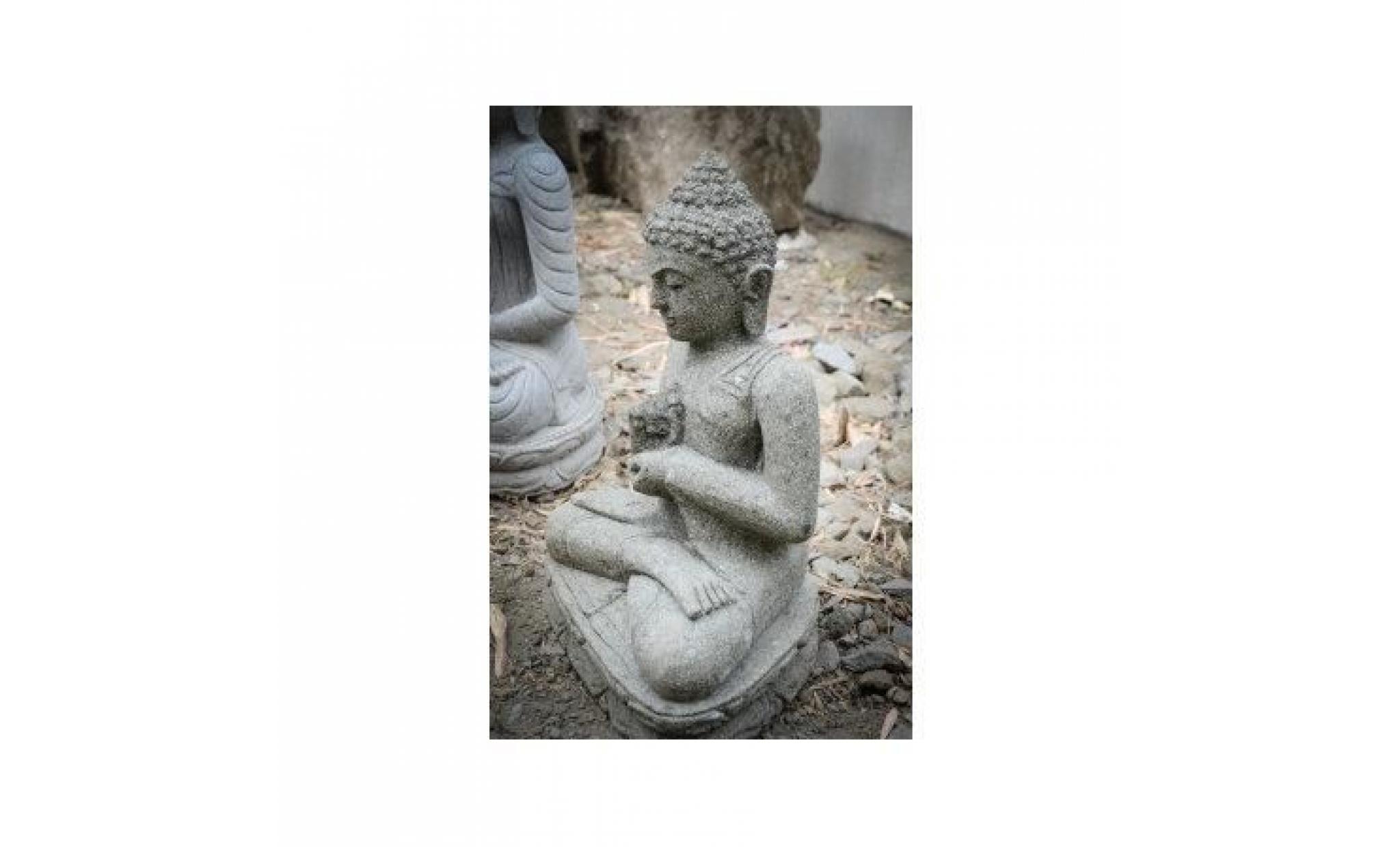 statue de jardin bouddha en pierre volcanique p... pas cher