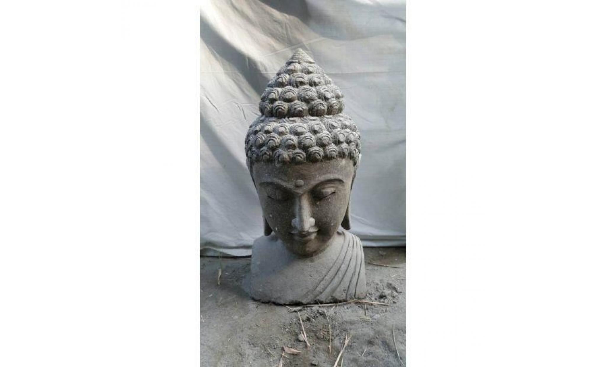 statue de jardin buste de bouddha deco zen 70 cm