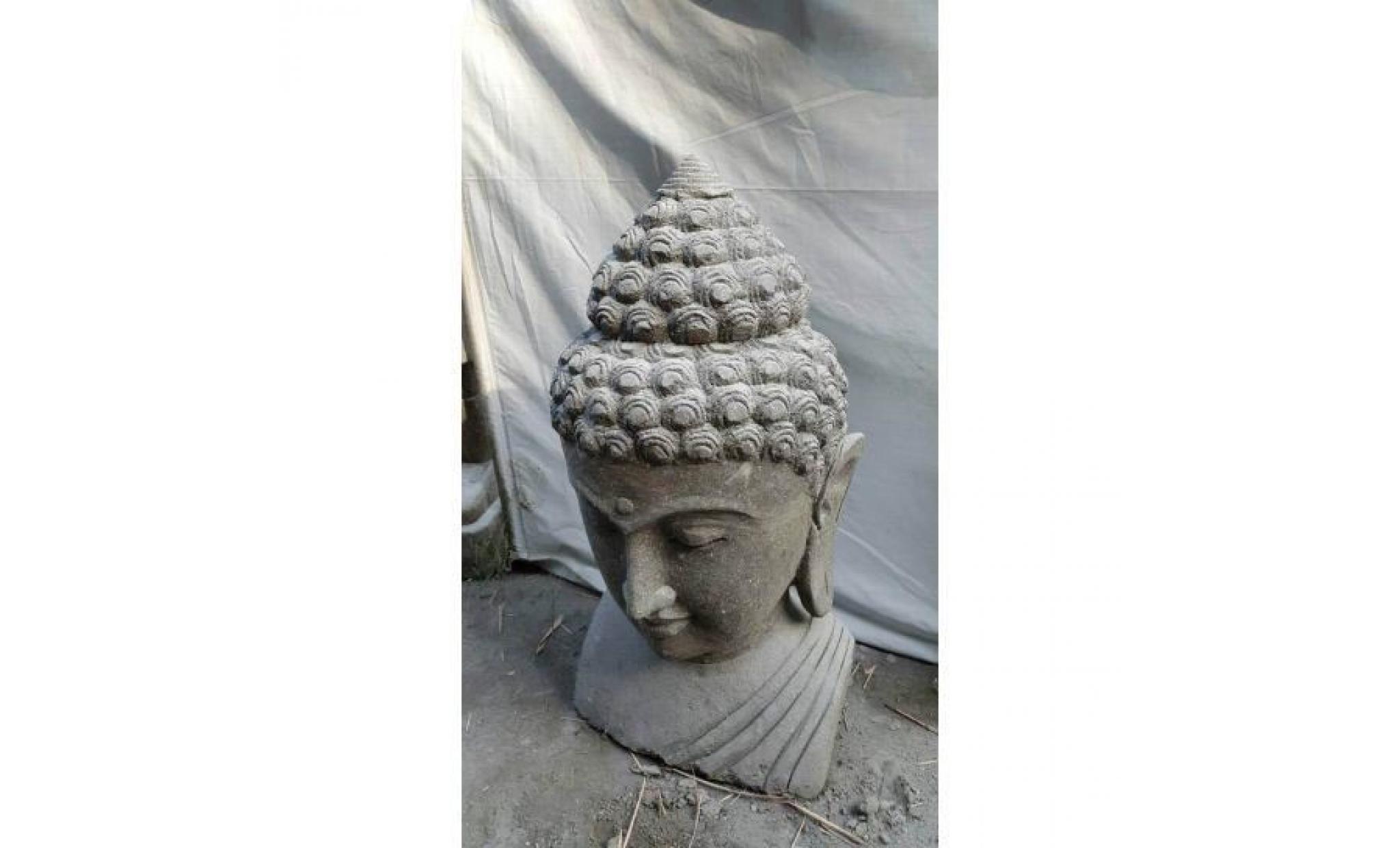 statue de jardin buste de bouddha deco zen 70 cm pas cher