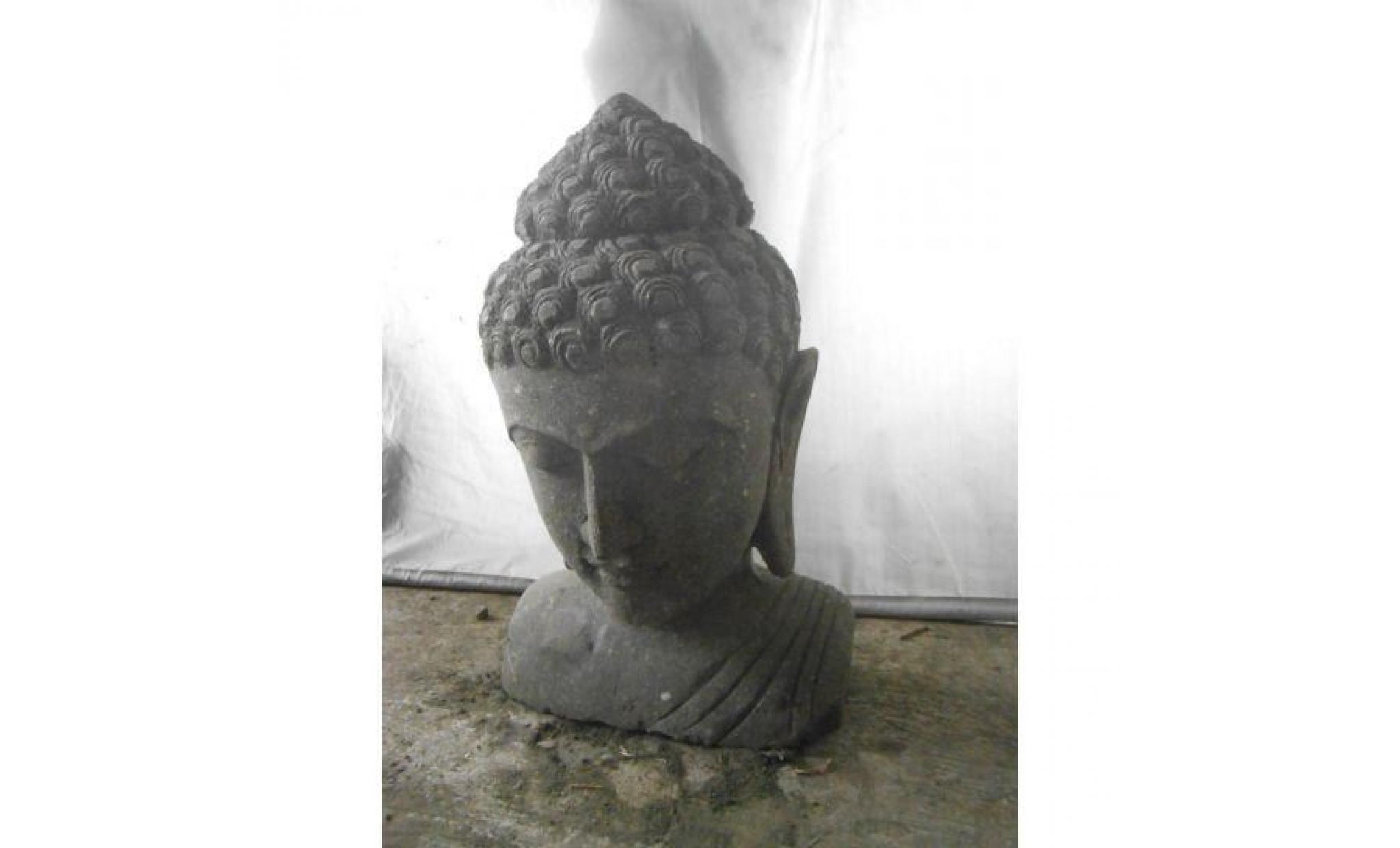 statue de jardin buste de bouddha pierre naturelle 70 cm