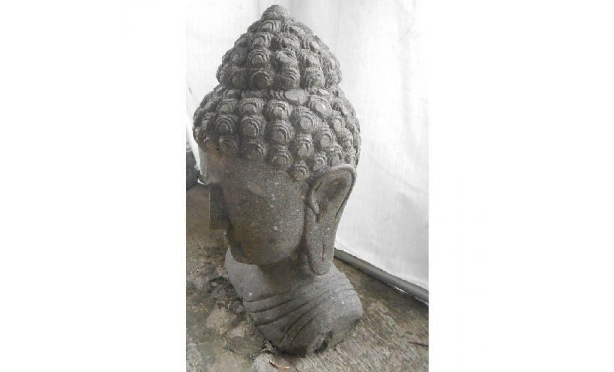 statue de jardin buste de bouddha pierre naturelle 70 cm pas cher