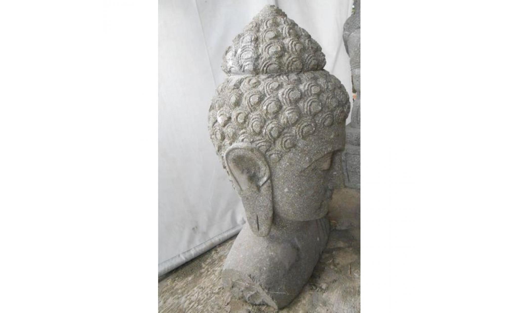 statue de jardin buste de bouddha pierre naturelle 70 cm pas cher