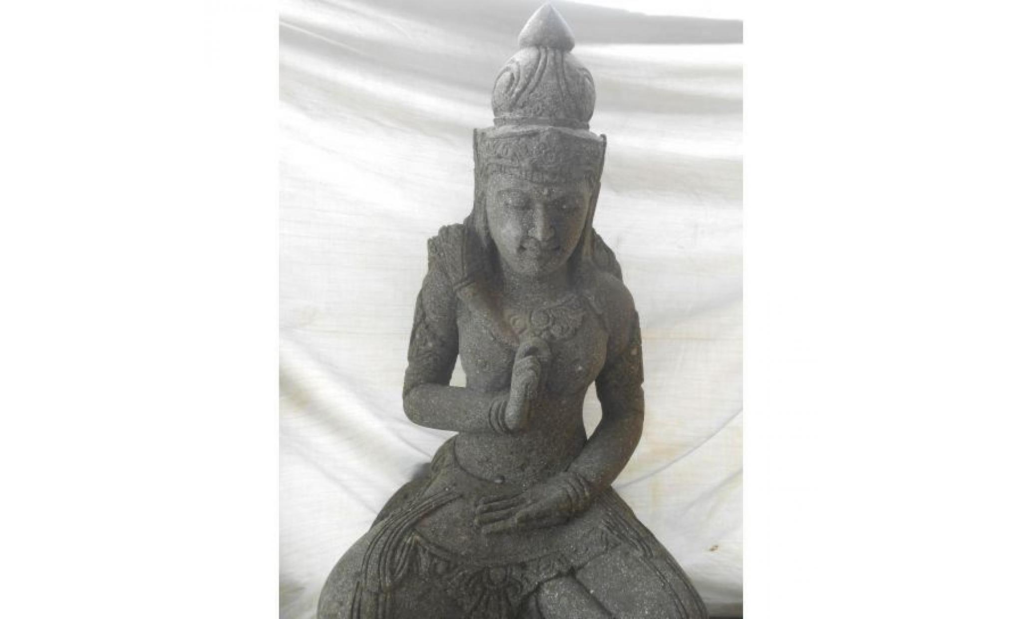 statue de jardin déesse dewi sri en pierre volcanique 100 cm pas cher