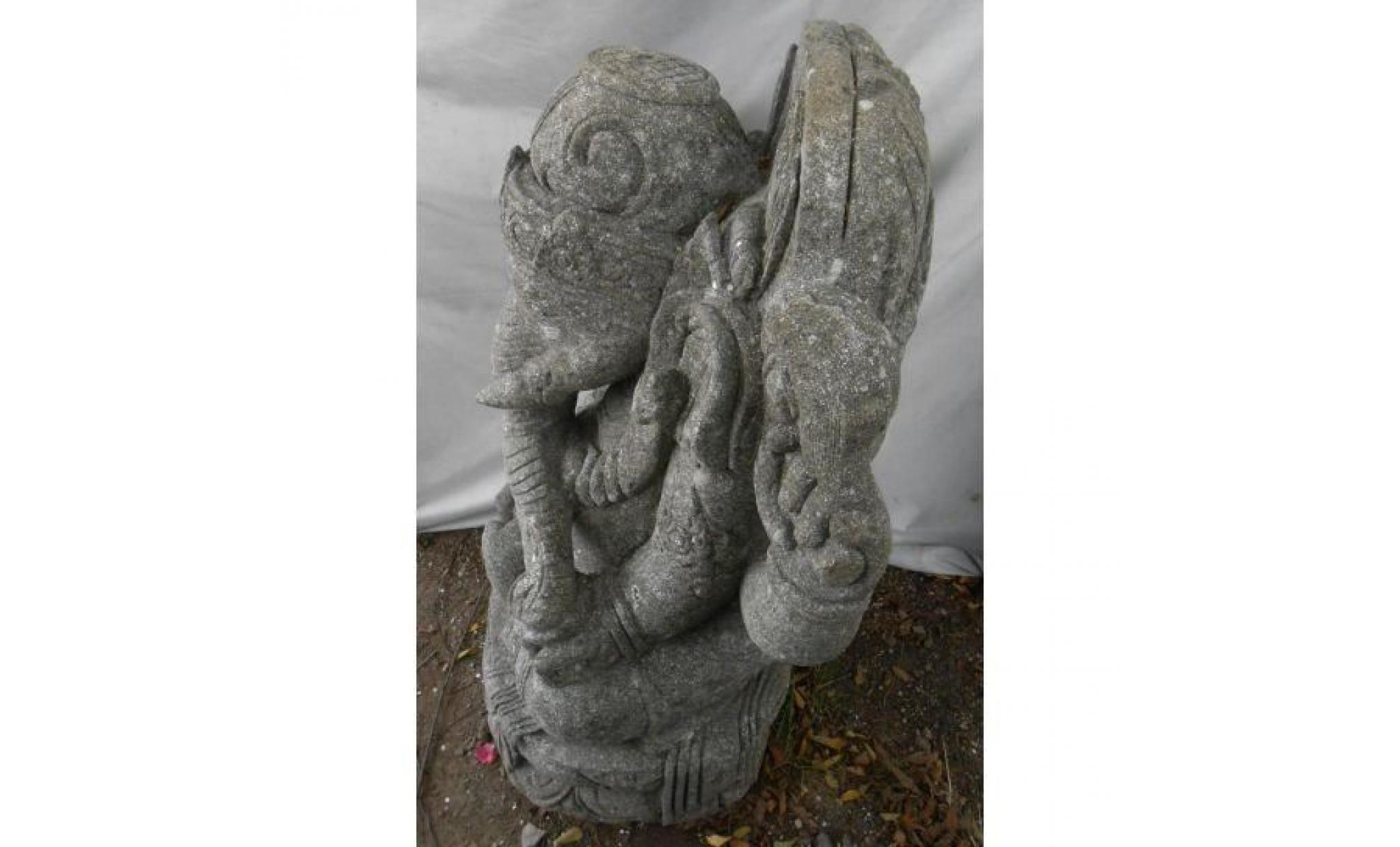 statue de jardin en pierre ganesh indouhisme jardin zen 1m pas cher