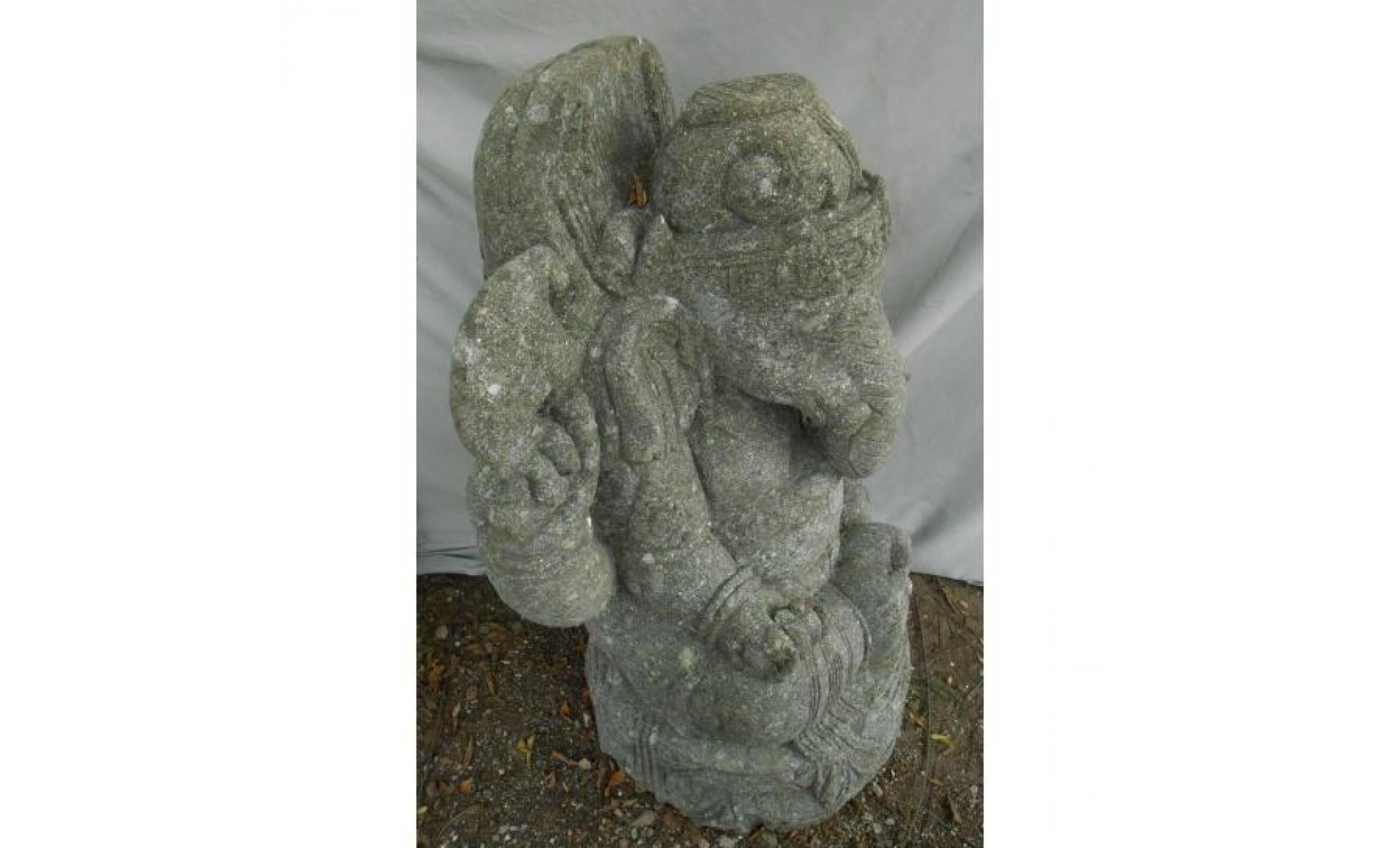 statue de jardin en pierre ganesh indouhisme jardin zen 1m pas cher