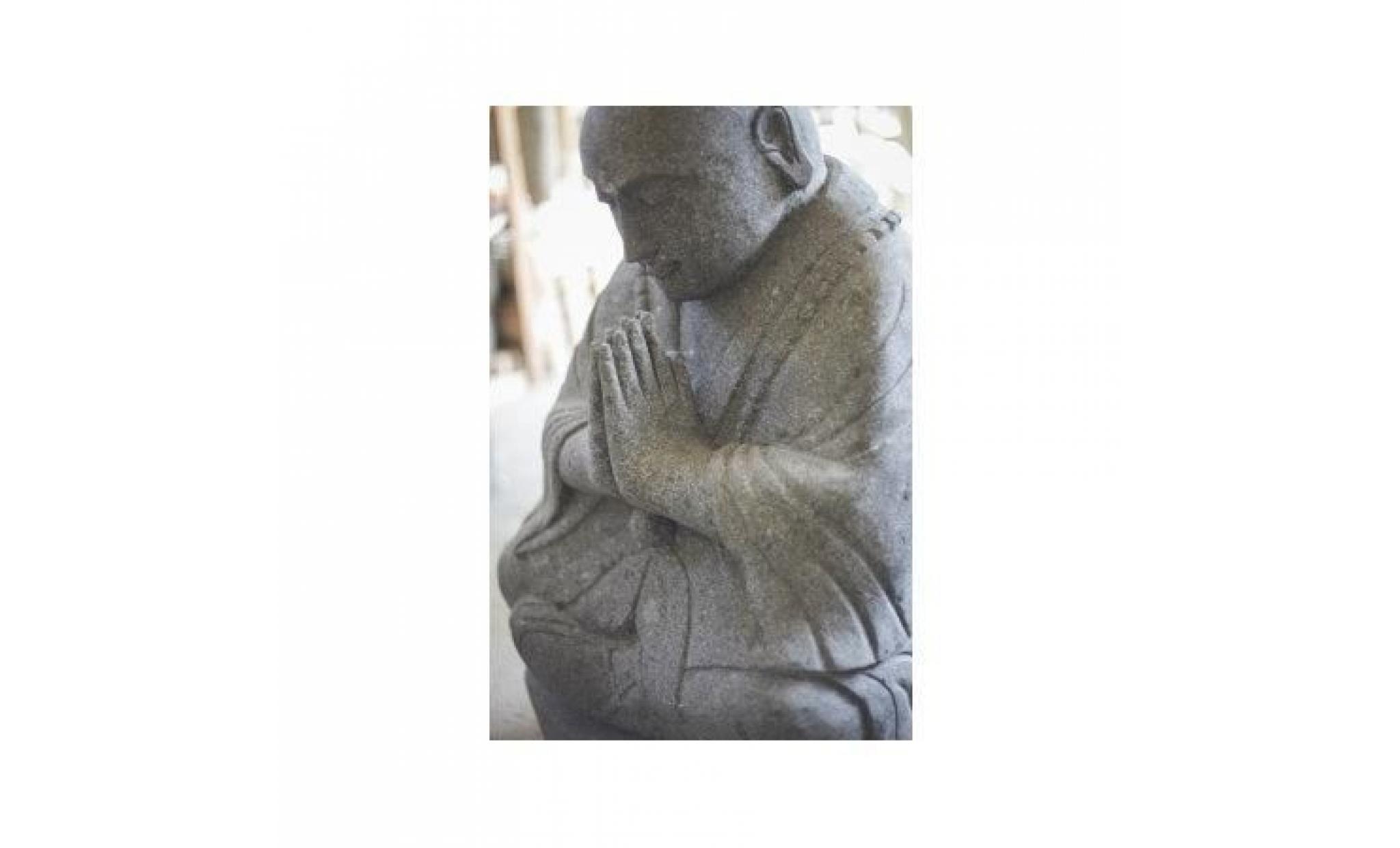 statue de jardin moine shaolin assis en pierre ... pas cher