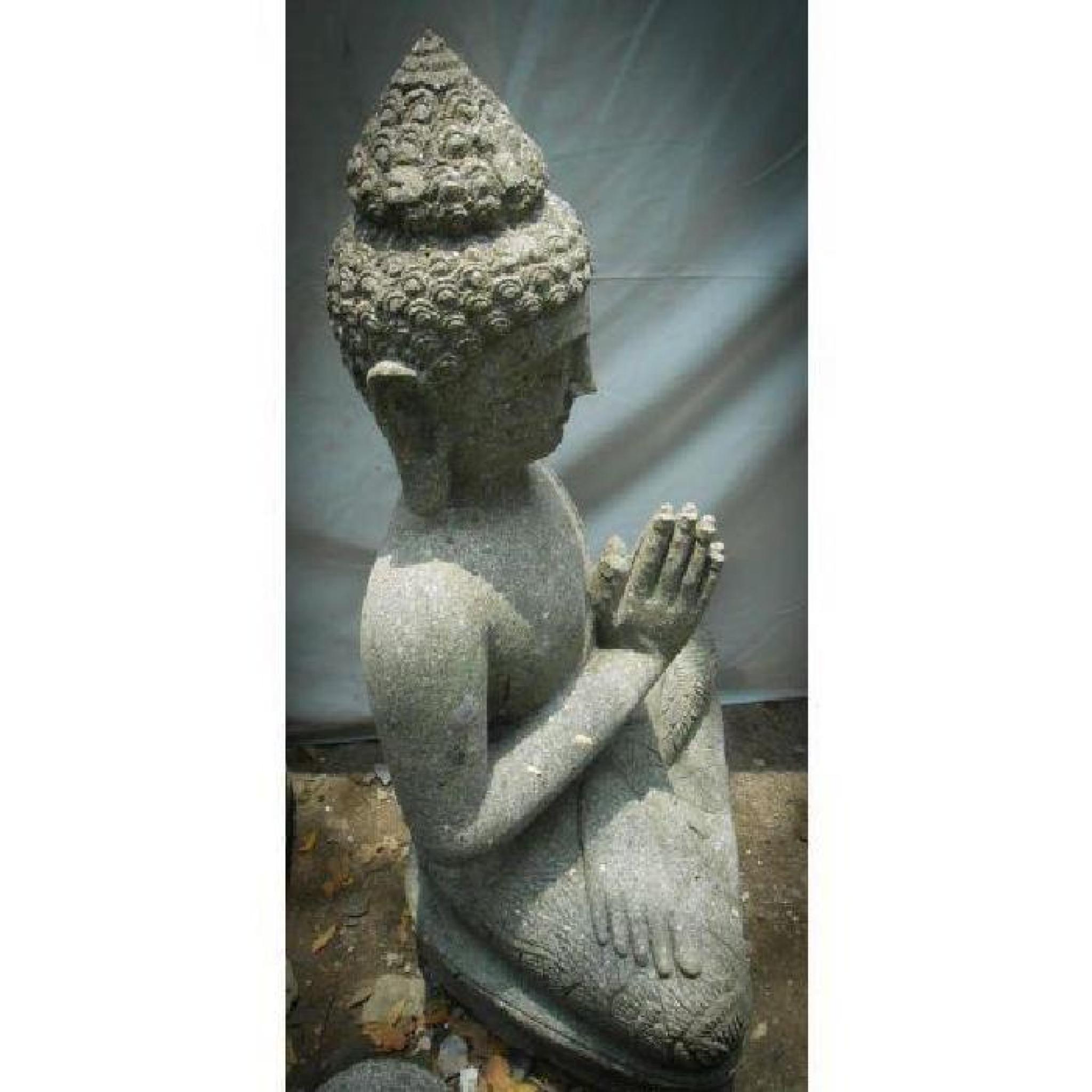Statue en pierre Bouddha jardin zen position priere  1 m pas cher