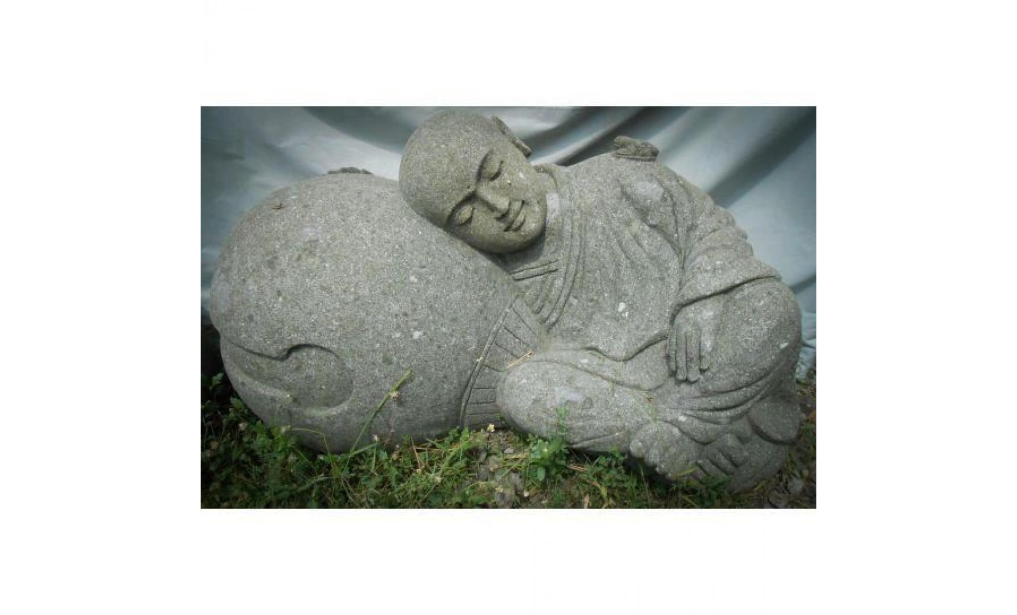 statue en pierre de jardin zen moine shaolin 1 m