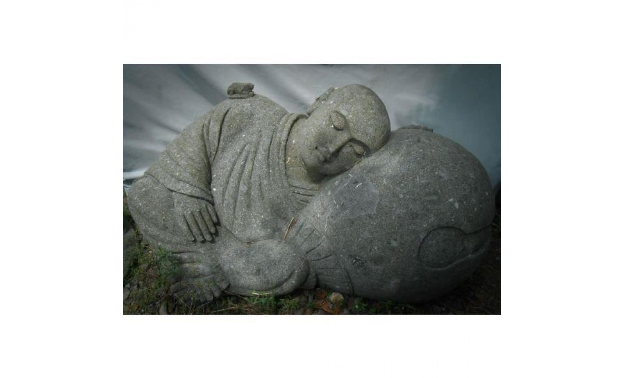 statue en pierre moine shaolin en pierre naturelle jardin zen 1 m