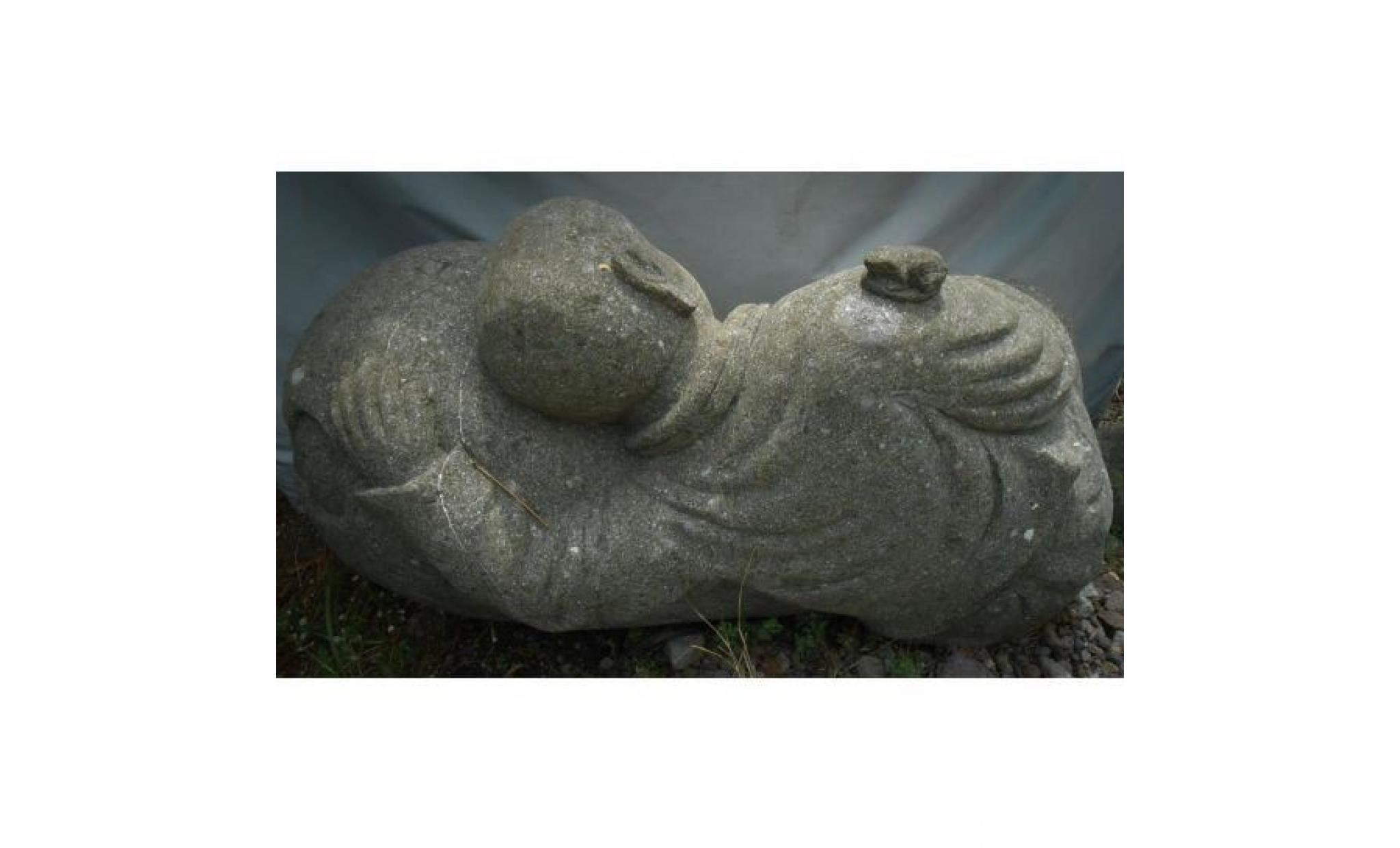 statue en pierre moine shaolin en pierre naturelle jardin zen 1 m pas cher