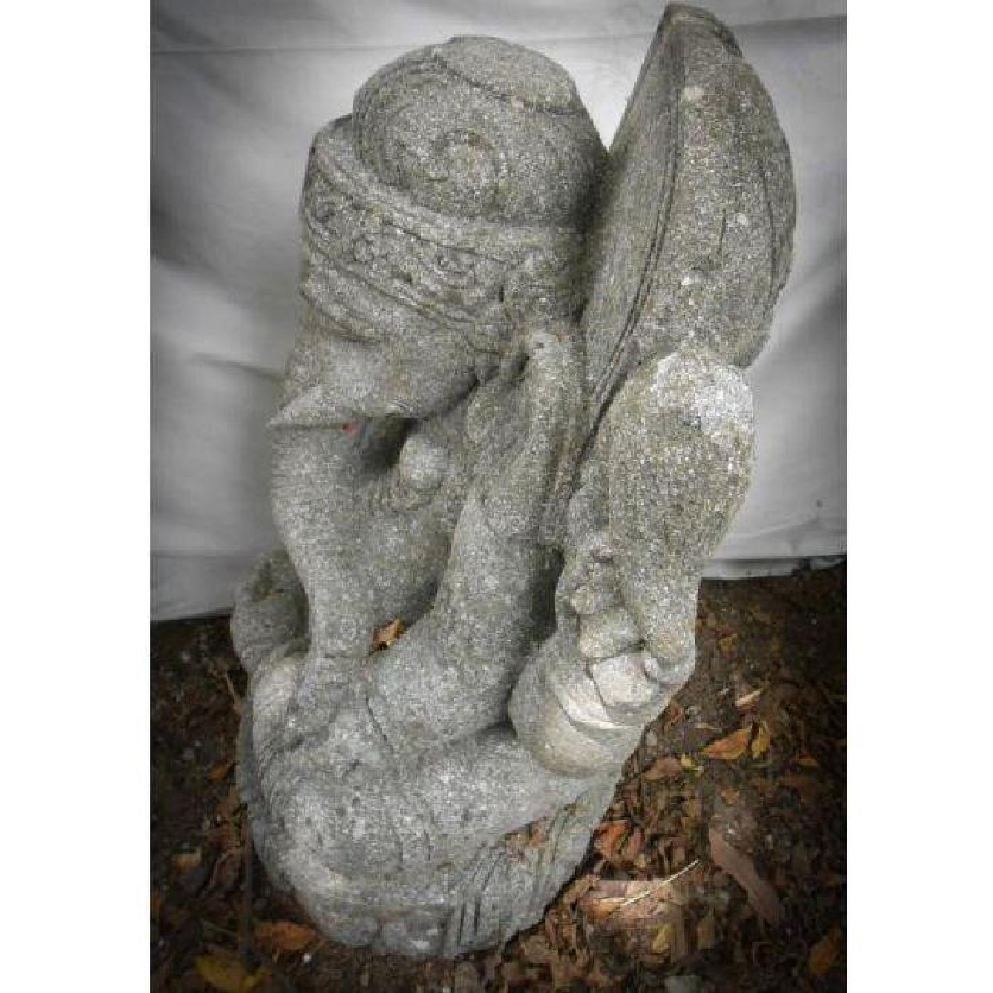 Statue en pierre volcanique Ganesh de jardin 50 cm pas cher