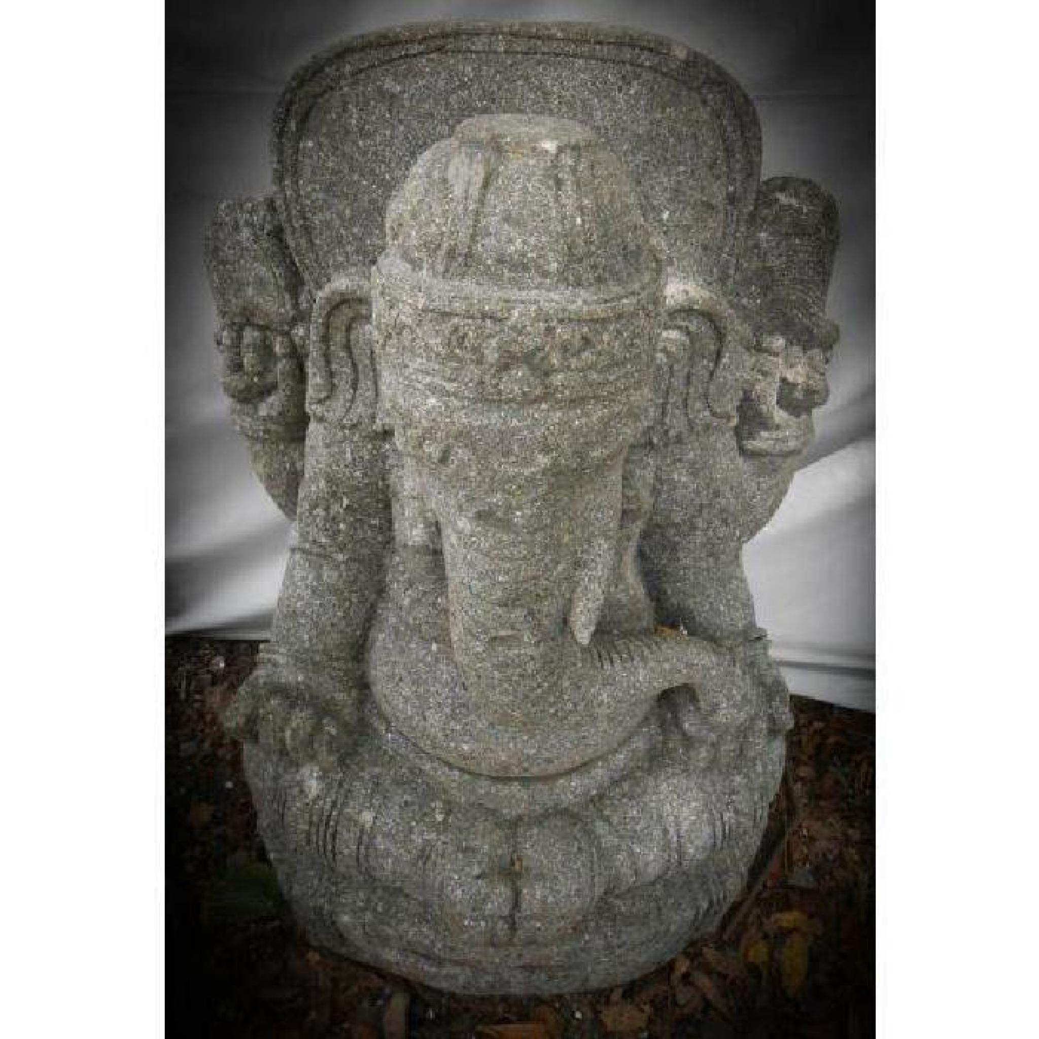 Statue en pierre volcanique Ganesh de jardin 50 cm pas cher