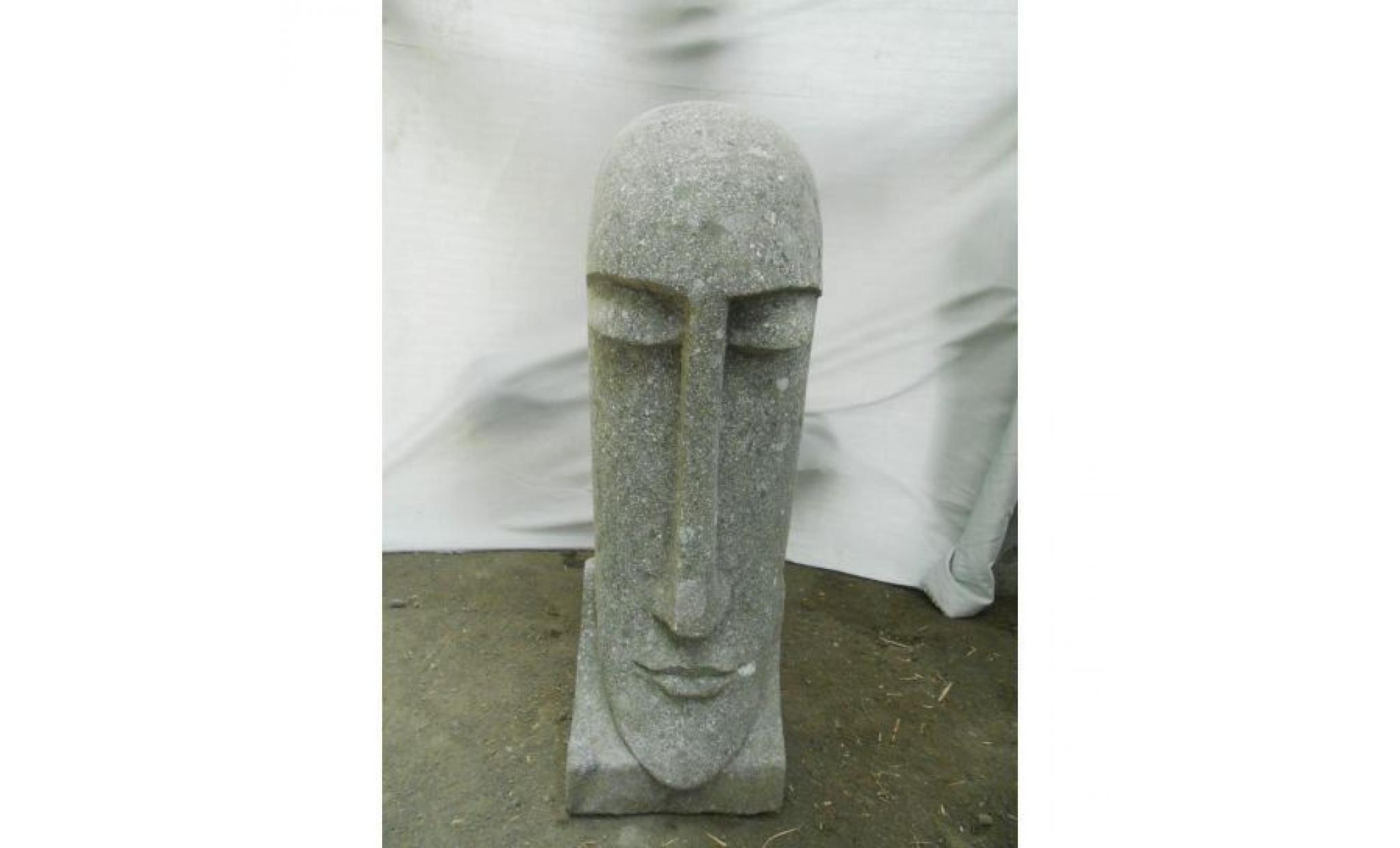 statue en pierre volcanique île de pâques moaï 60 cm
