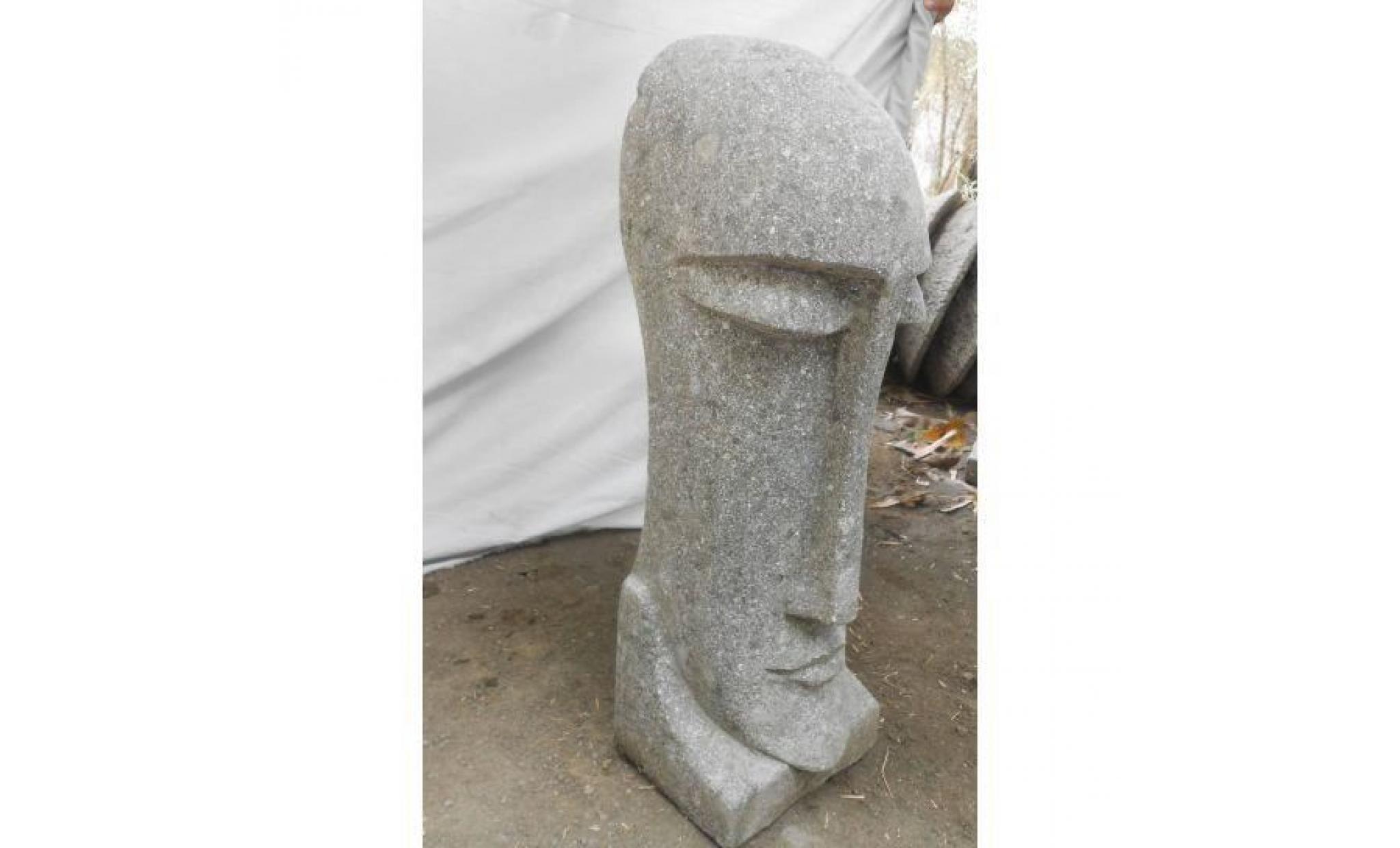 statue en pierre volcanique île de pâques moaï 60 cm pas cher