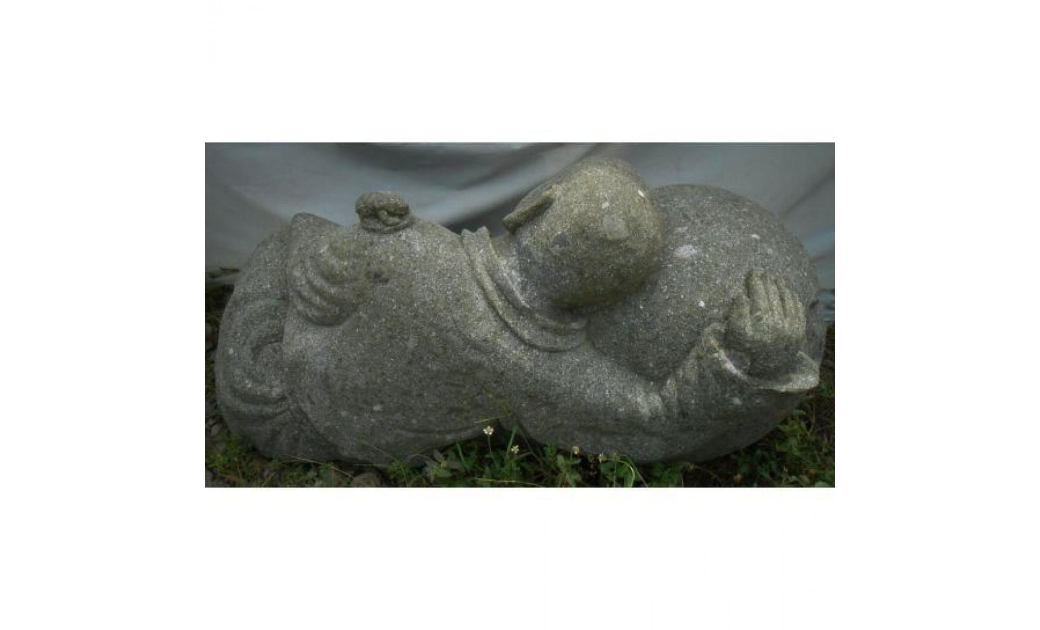 statue extérieur de jardin zen moine shaolin en pierre 1 m pas cher
