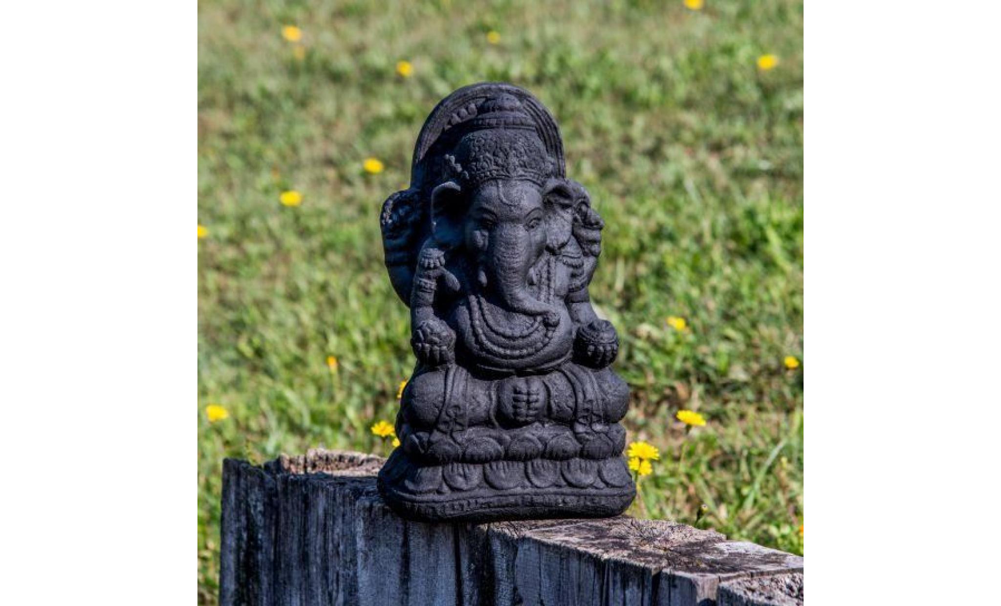 statue ganesh en pierre 40cm noir